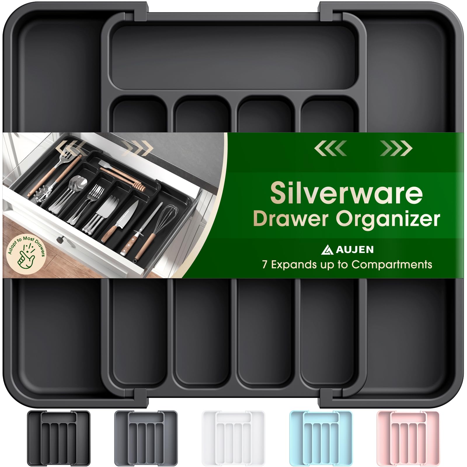 AUJEN Expandable Silverware Organizer