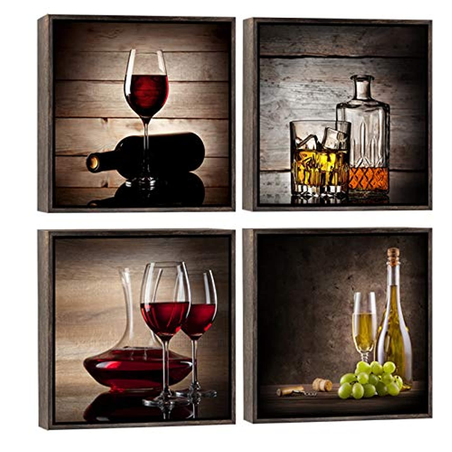 Wieco Art Red Wine Cups Framed Canvas Set