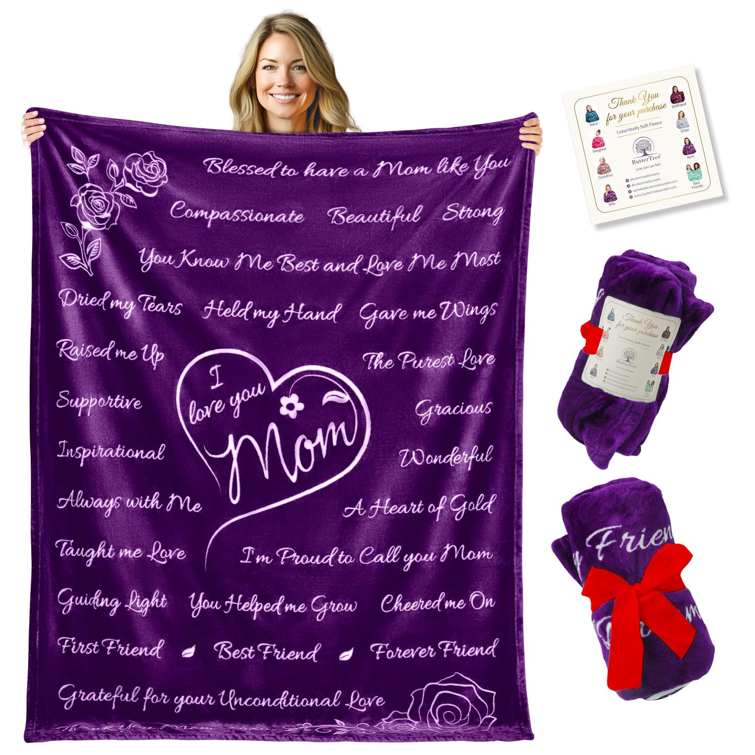 Mom 'I Love You' Sentimental Fleece Throw