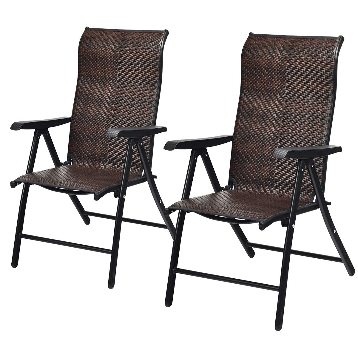 Tangkula Rattan Folding Reclining Chair (2-Pack)