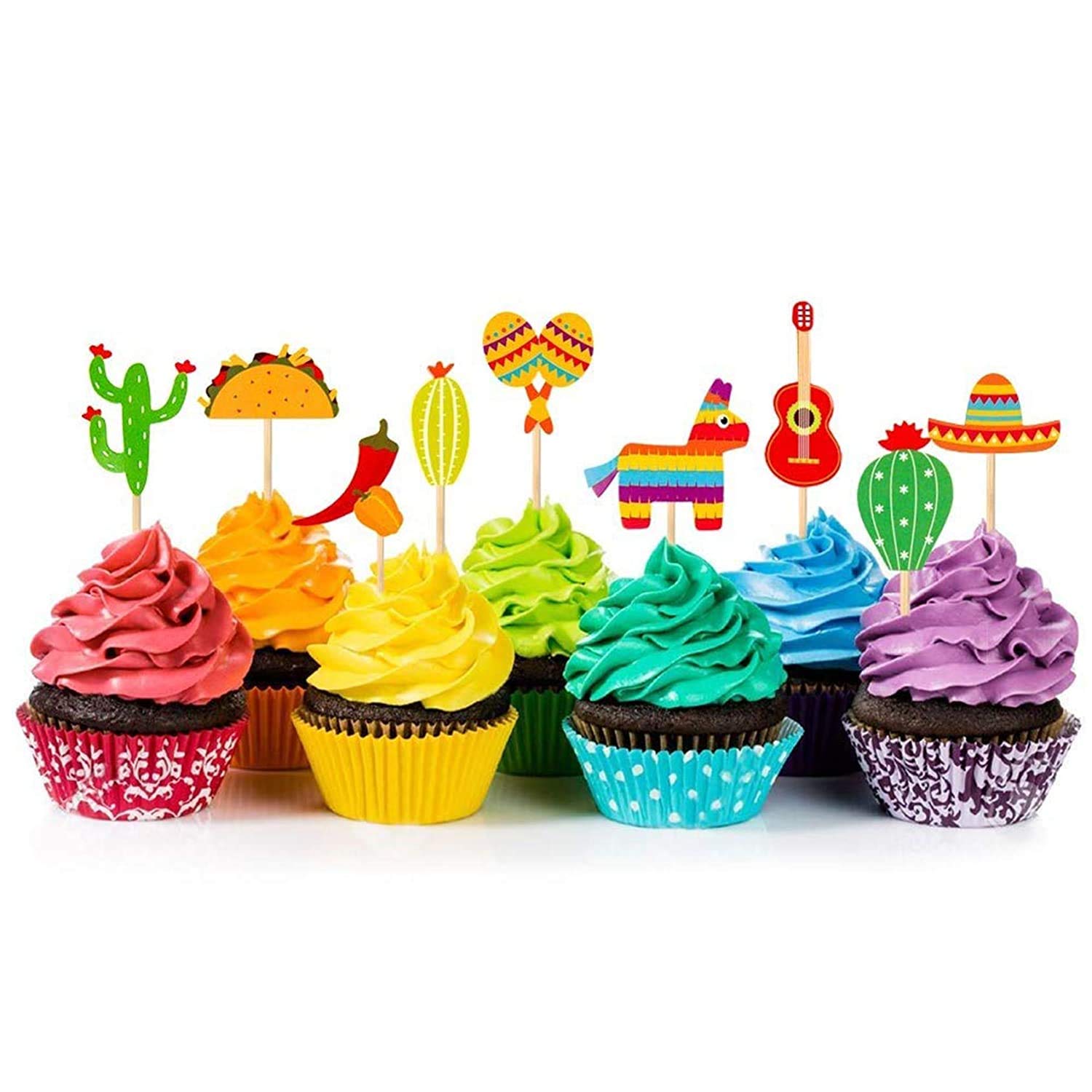 Fiesta Mexican Theme Cupcake Toppers