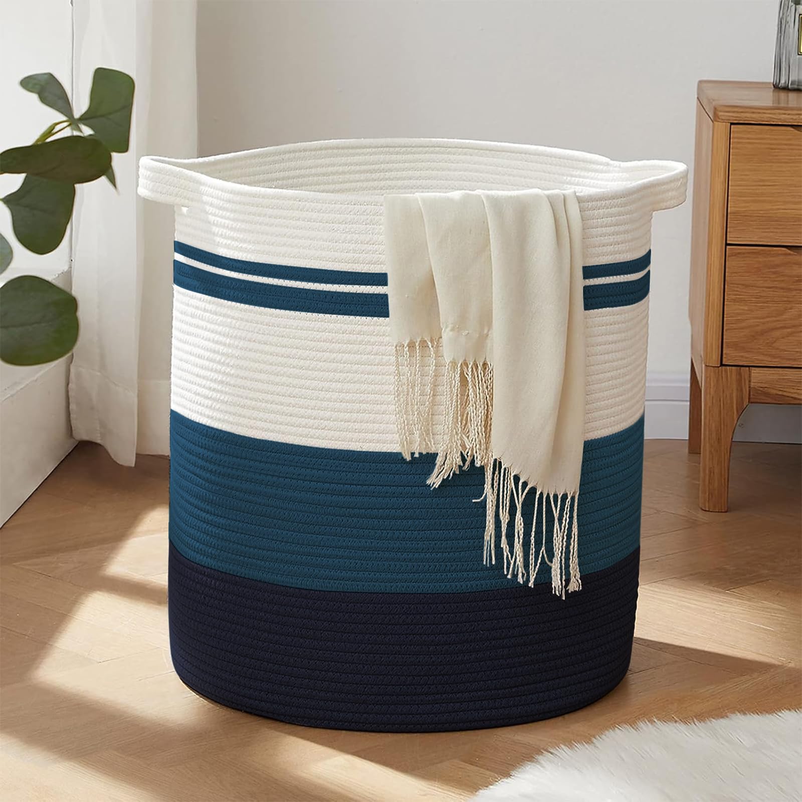 OIAHOMY Woven Rope Laundry Basket (80L)