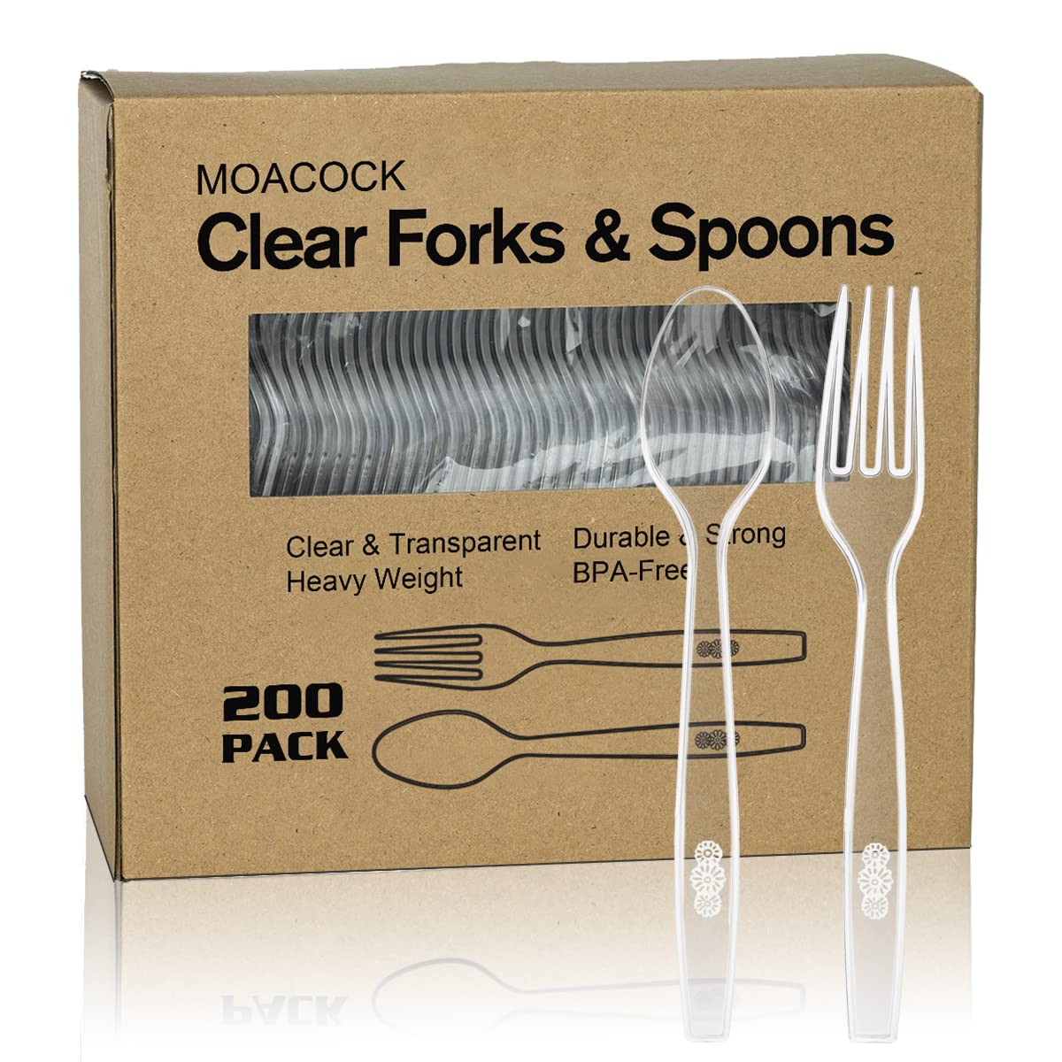 MOACOCK Heavyweight Clear Plastic Silverware