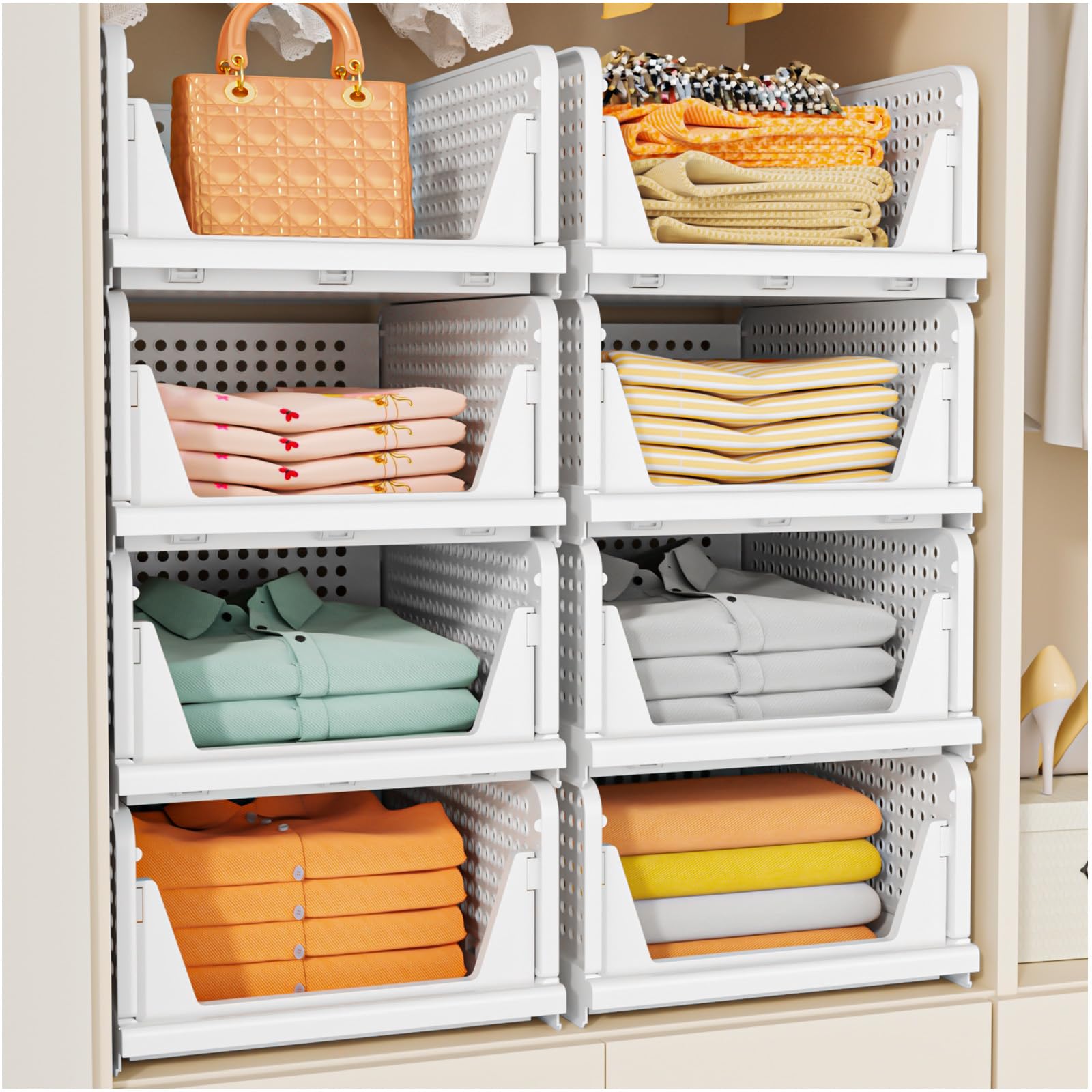 SNSLXH Stackable Closet Baskets (5-Pack)