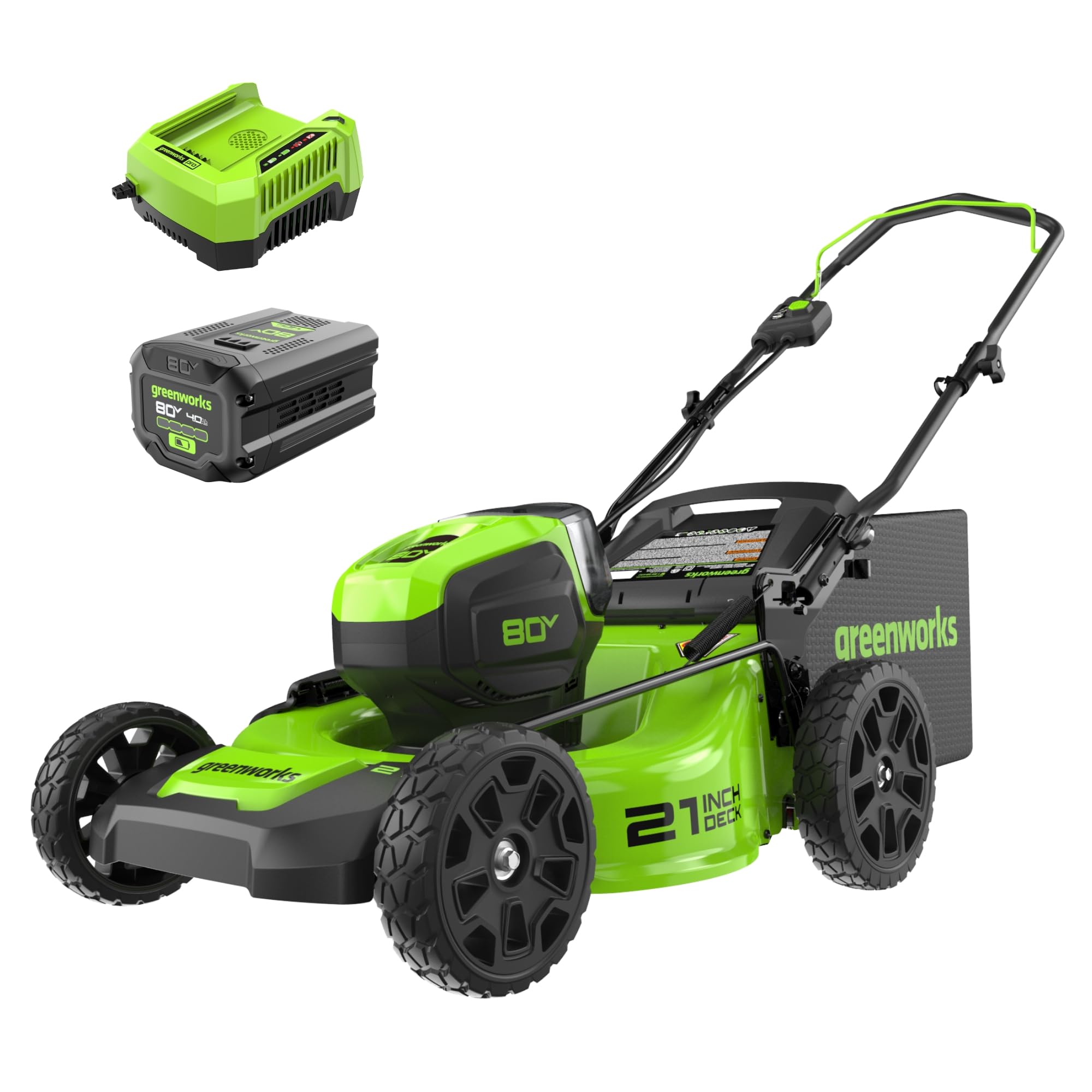Greenworks 80V 21" Brushless Cordless (Push) Lawn Mower, 4.0Ah Battery and 60 Minute Rapid Charger Included