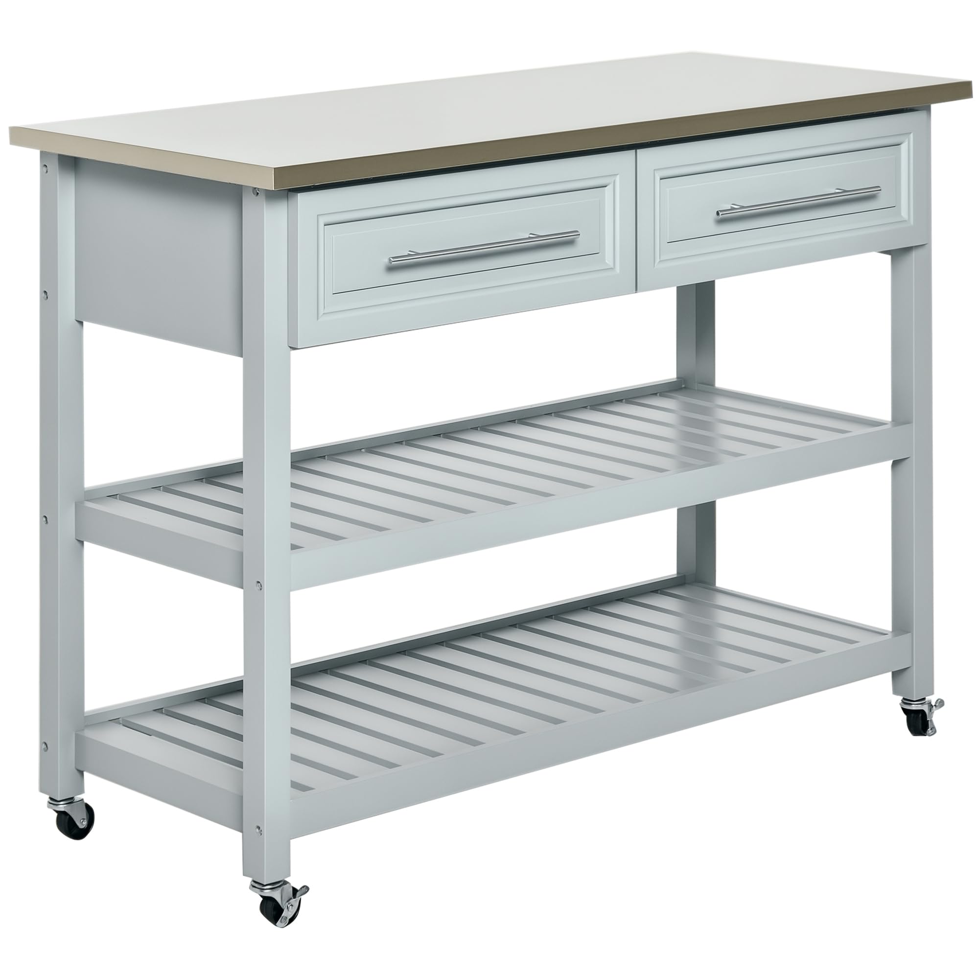 HOMCOM Kitchen Island with Stainless Top