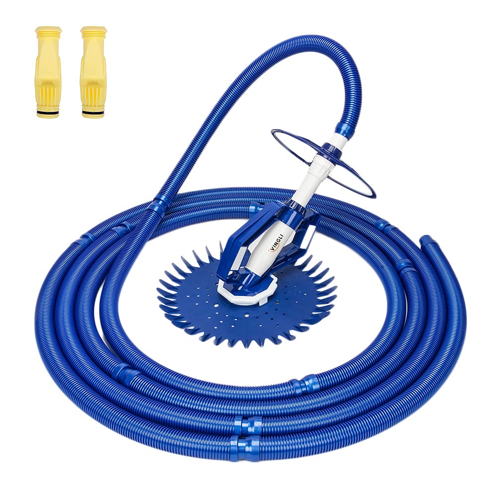 VINGLI Pool Vacuum Above Ground/Indoor Outdoor Automatic Cleaner with 33FT Hoses