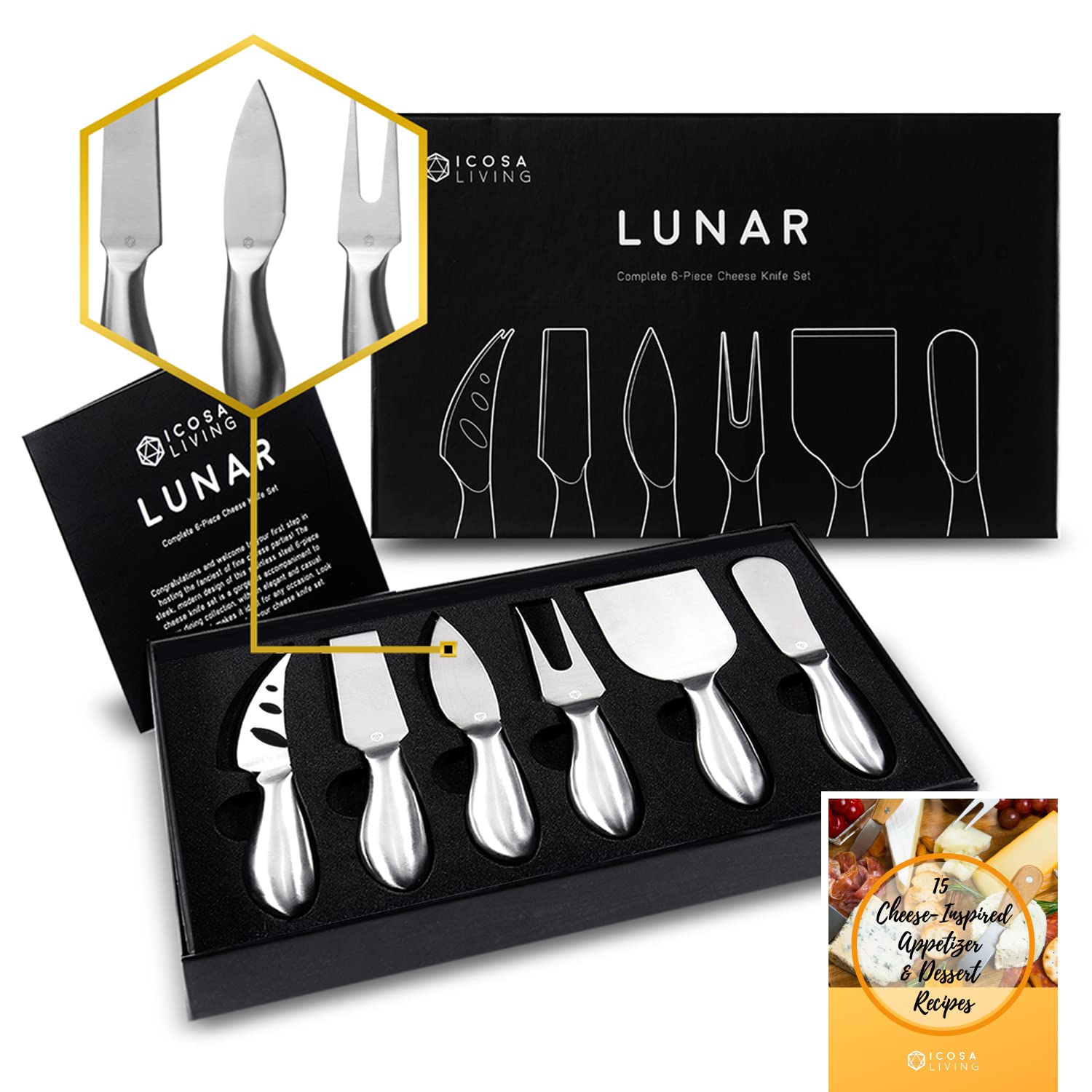 LUNAR 6-Piece Stainless Steel Cheese Knife Set