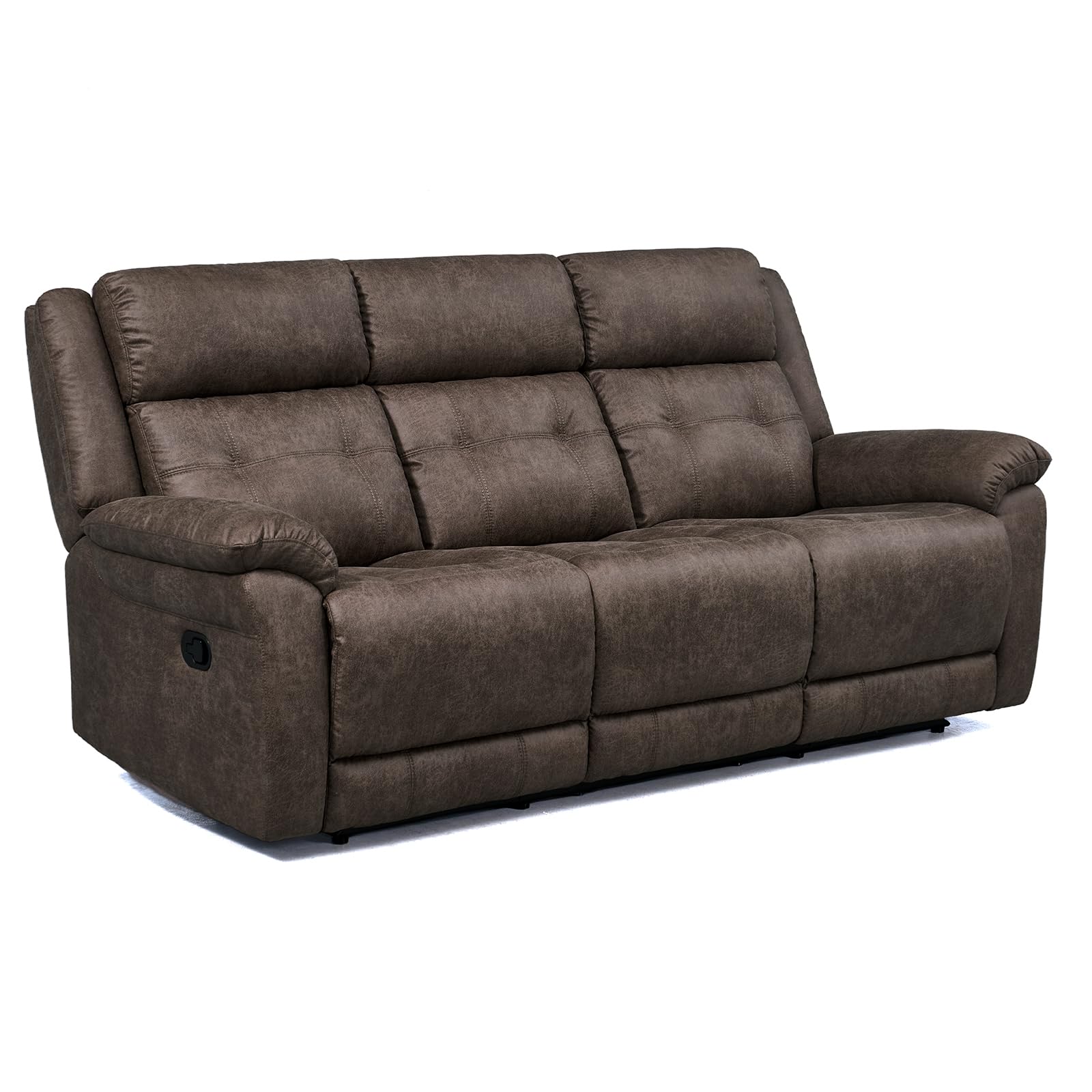 Oversized Manual Recliner Sofa, 86” Extra Wide 3-Seater (Performance Fabric, Brown)