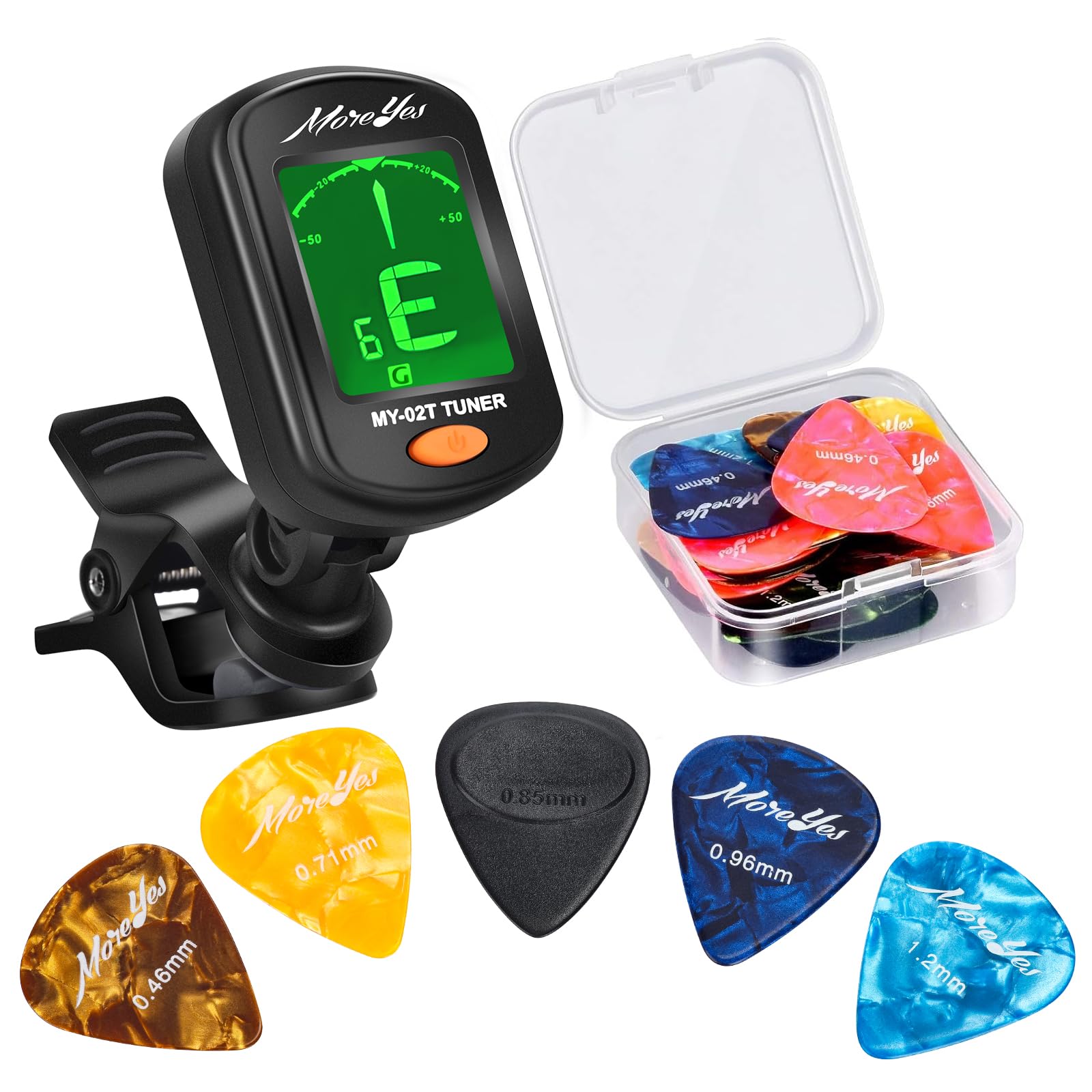MOREYES Picks and Clip‑On Chromatic Tuner Kit