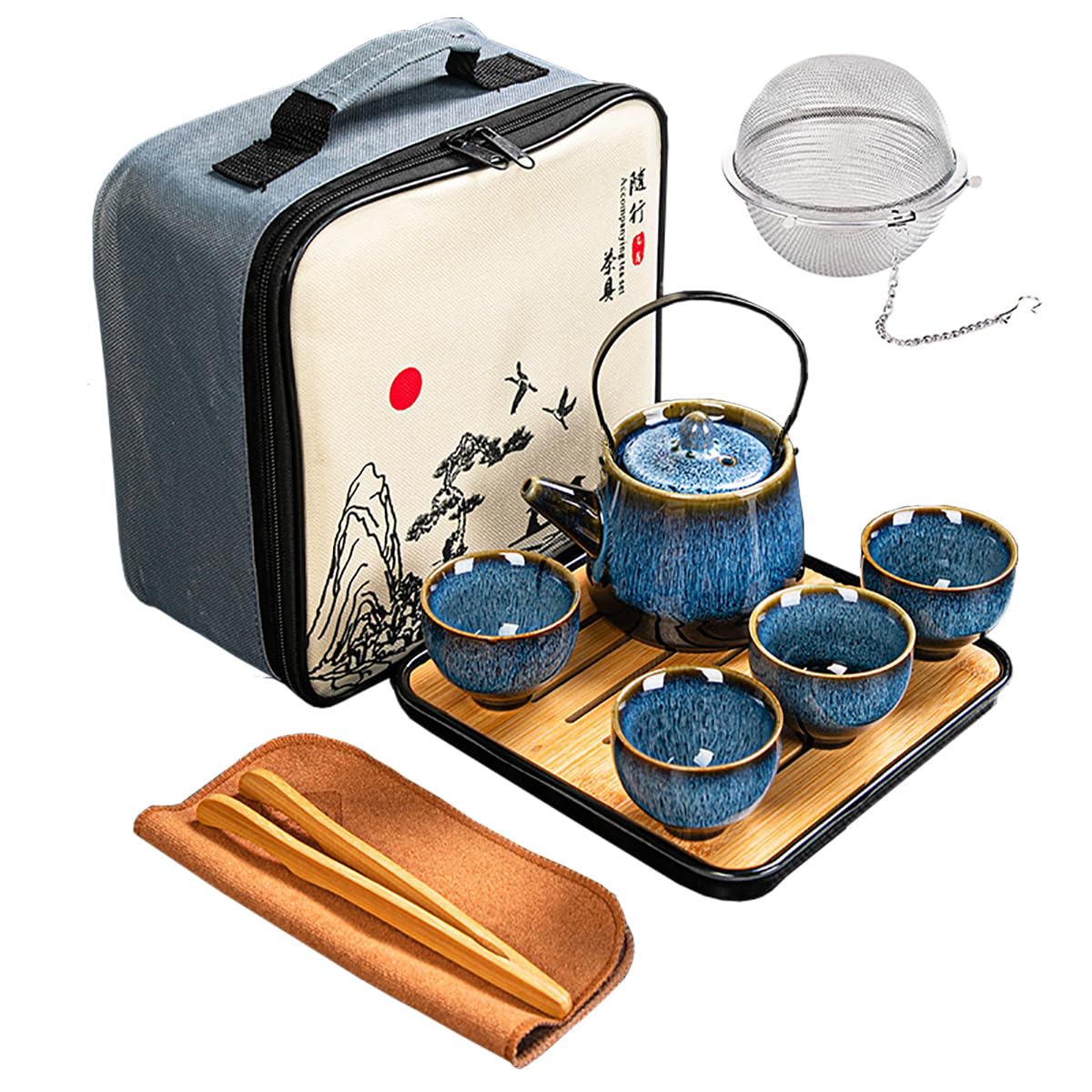 Portable Gongfu Tea Set with Tray