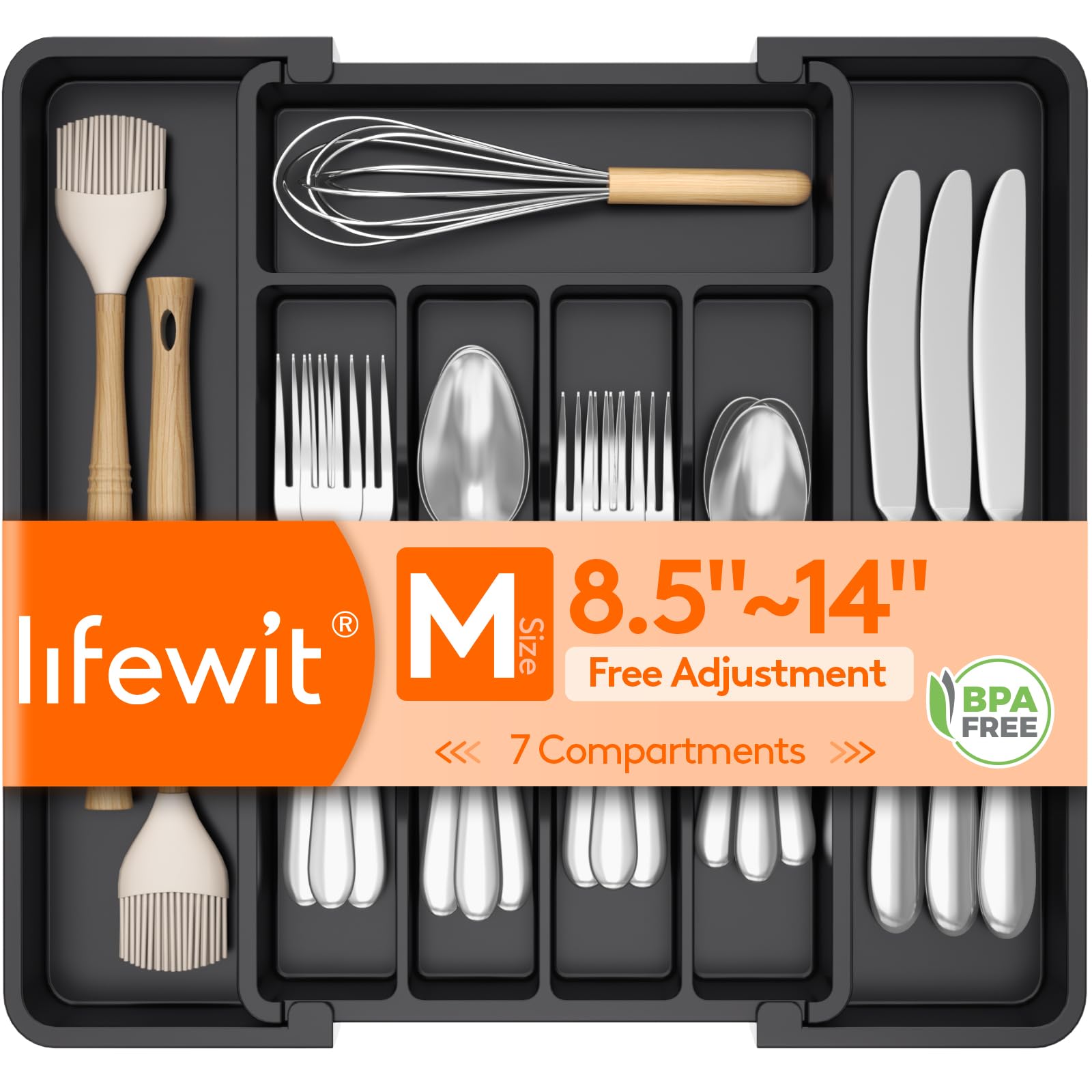 Lifewit Expandable Plastic Silverware Organizer