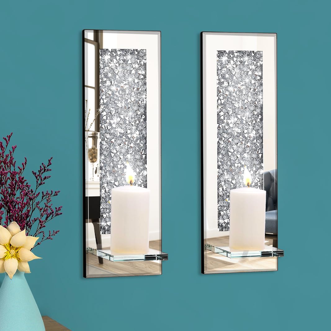 Pibeyer Crystal Mirrored Candle Sconces