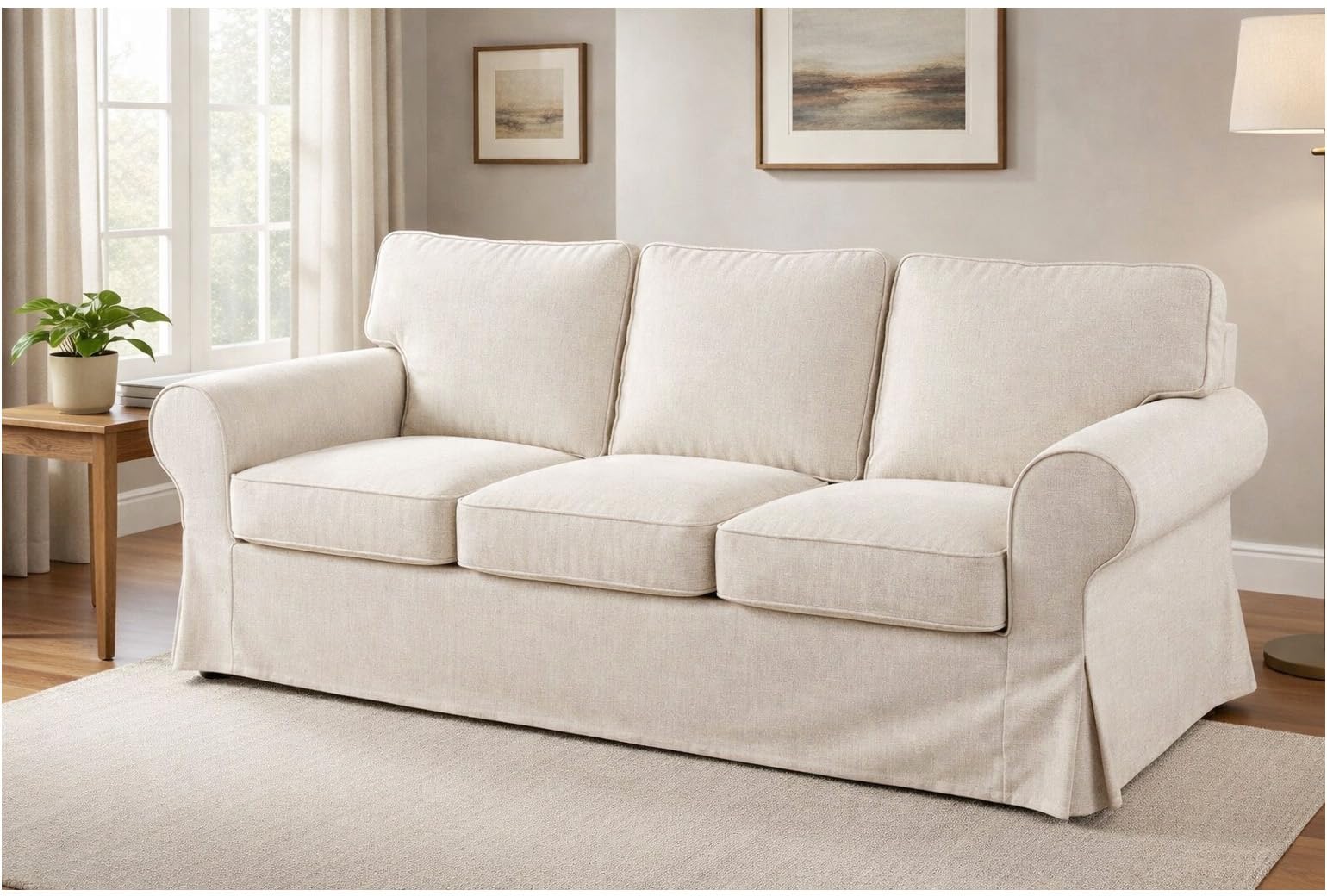 Heavy Duty Polyester Ektorp Replacement Cover — Beige Flax Polyester