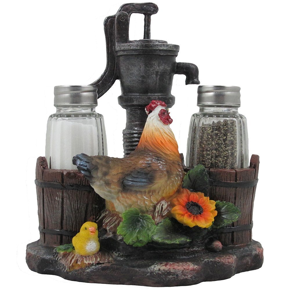 Chicken Salt & Pepper Shakers with Holder