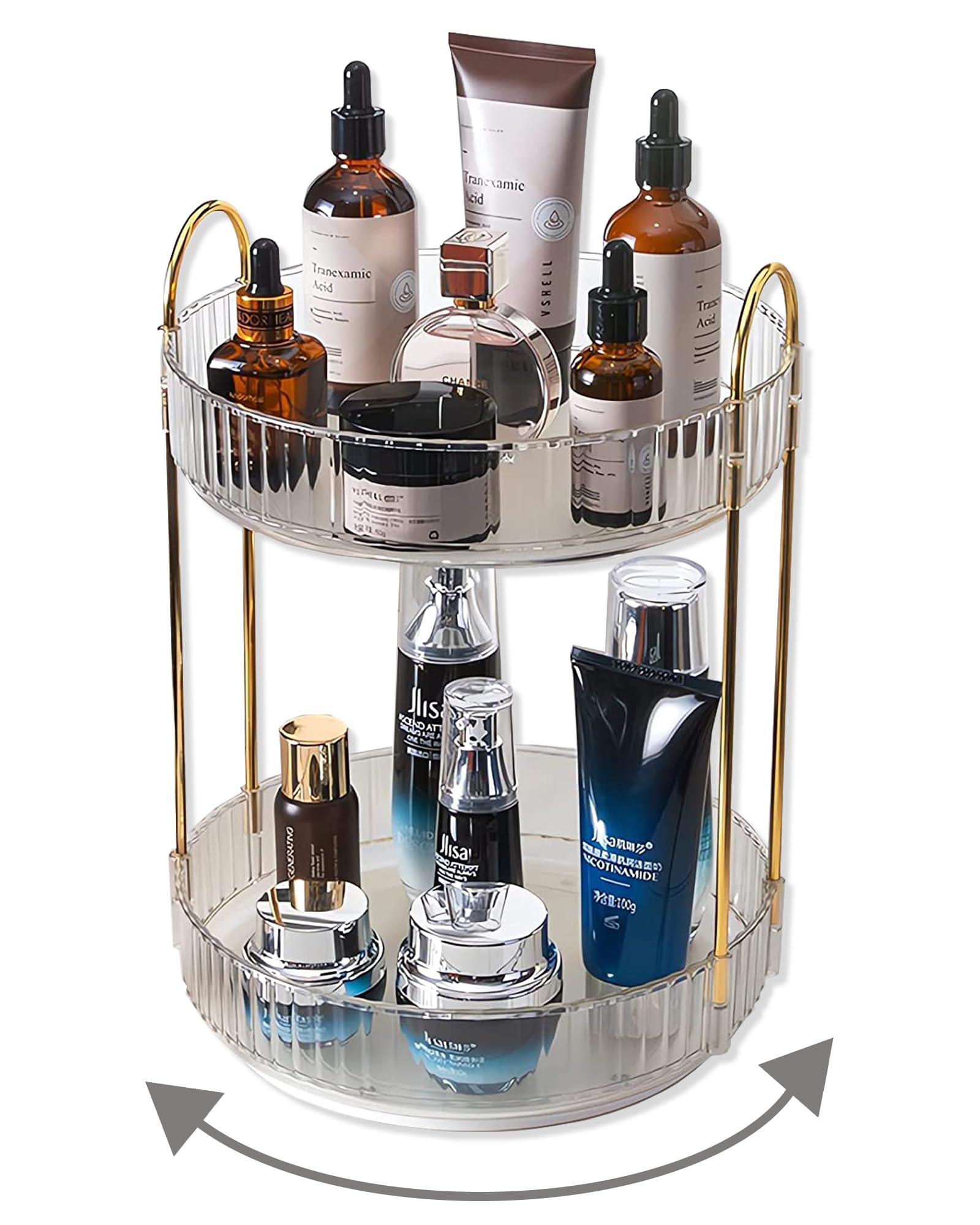 Asayuee 2-Tier Rotating Makeup Organizer
