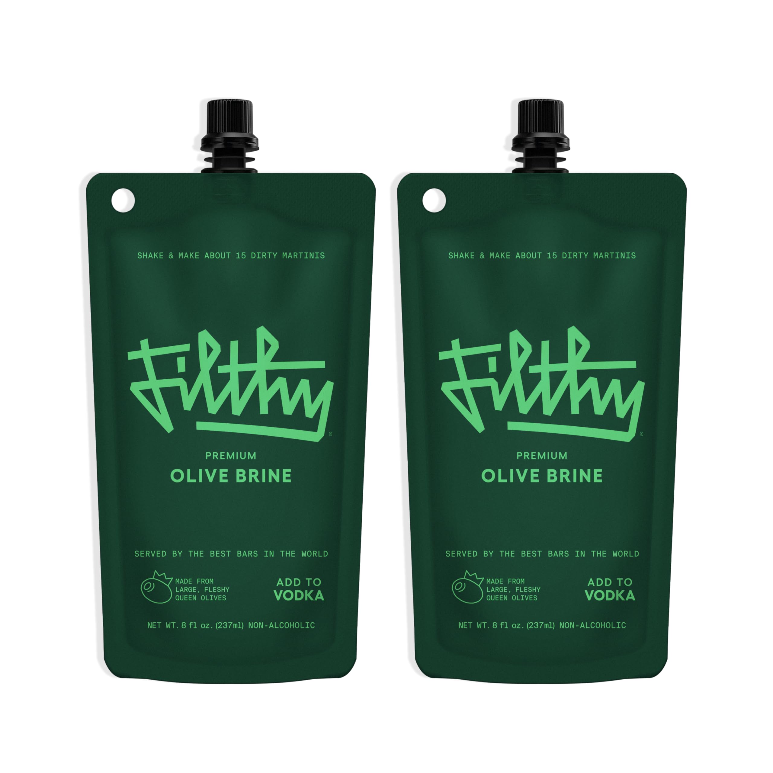 Filthy Olive Brine — 8 oz Resealable Pouches, Pack of 2