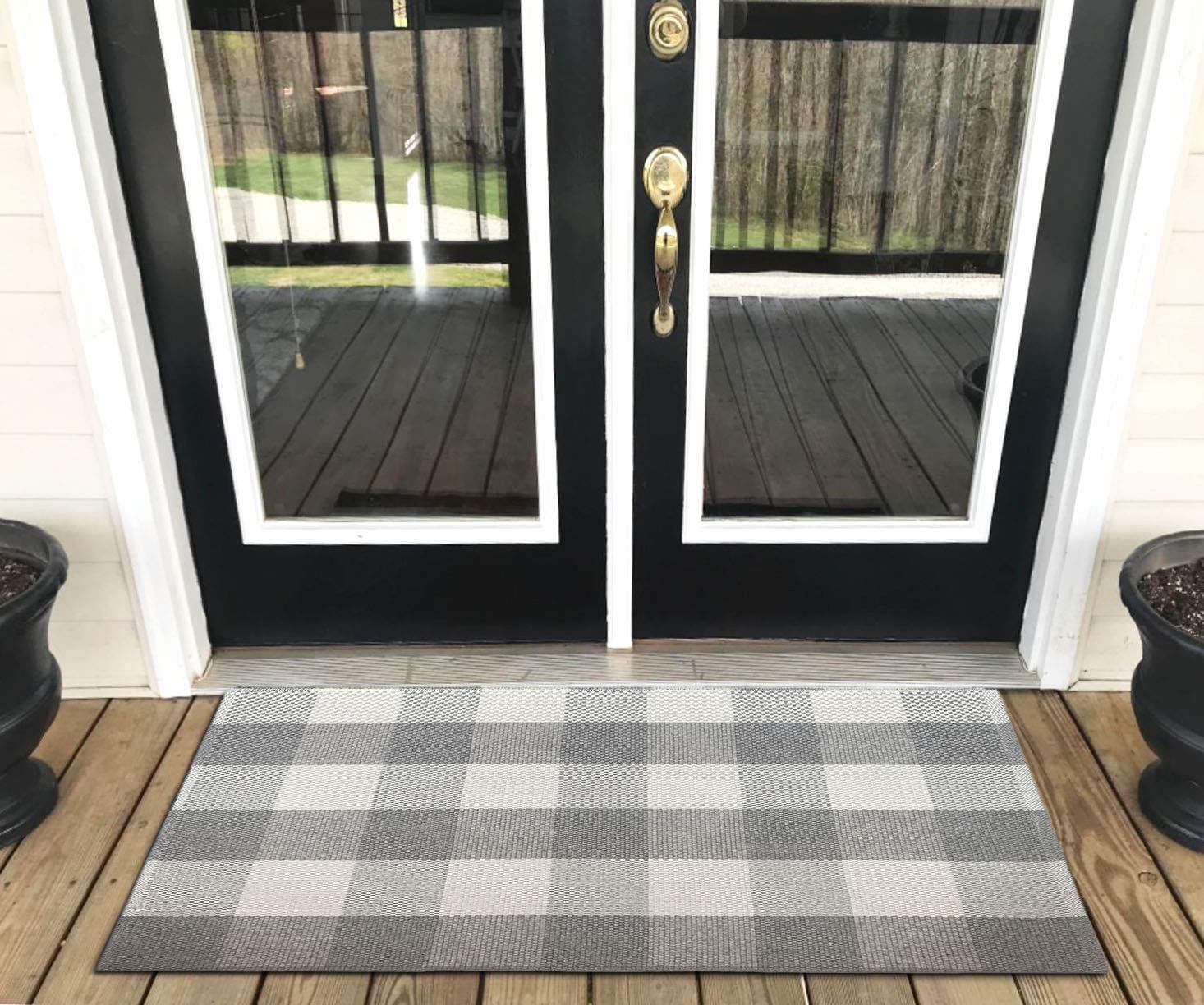 Levinis Grey Buffalo Check Rug