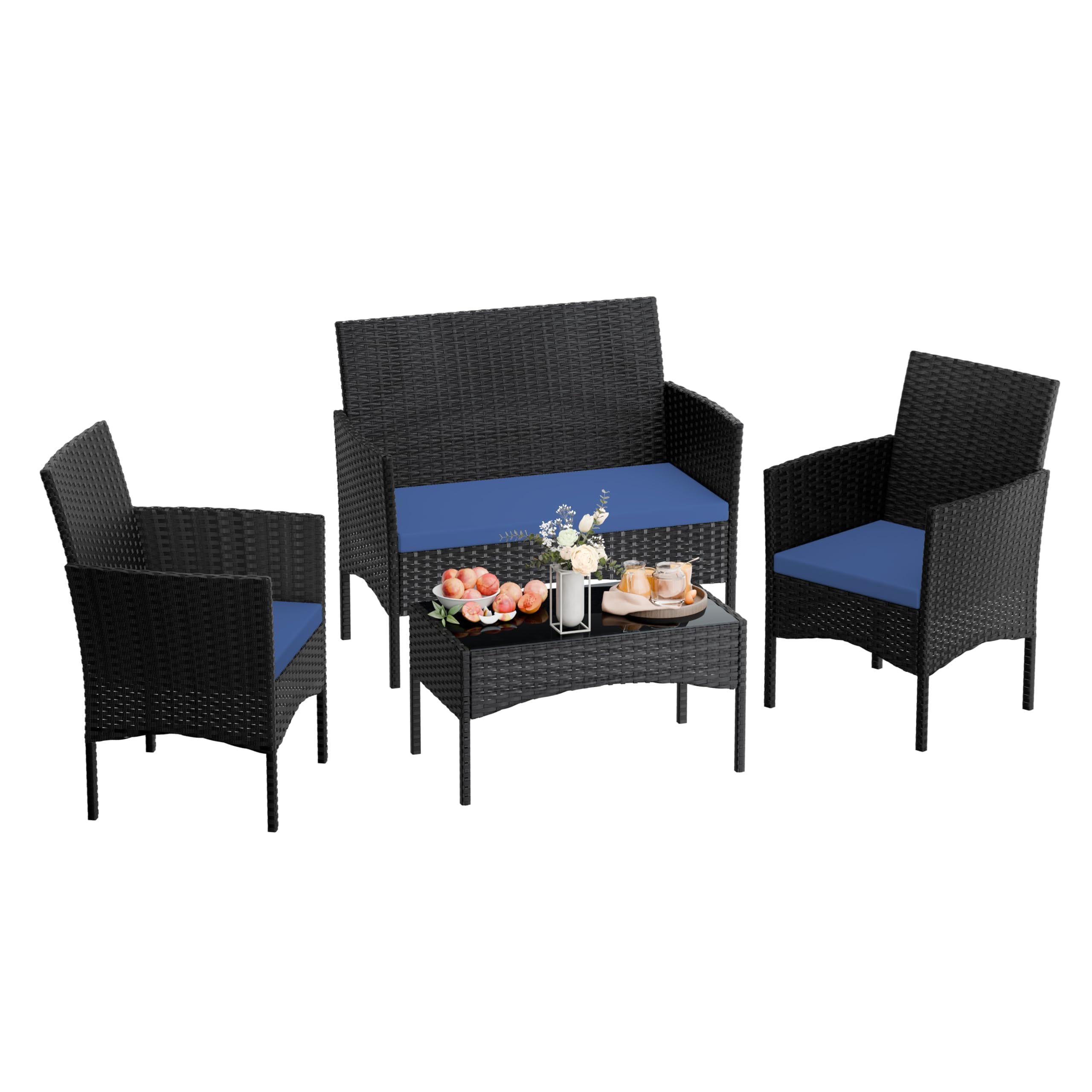 RTDTD 4-Piece Rattan Conversation Set