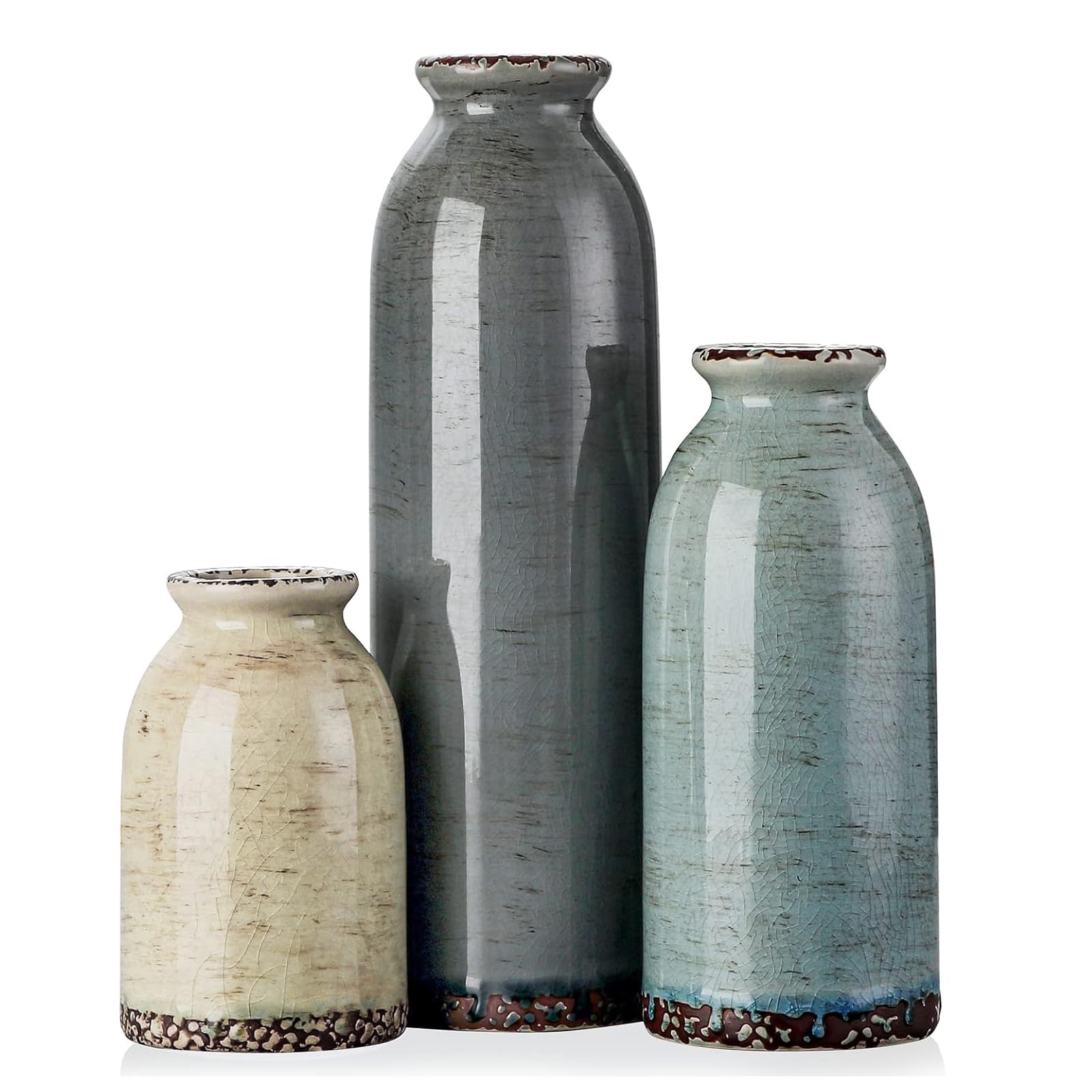 CWLWGO Multicolor Ceramic Vase Set (3-piece)