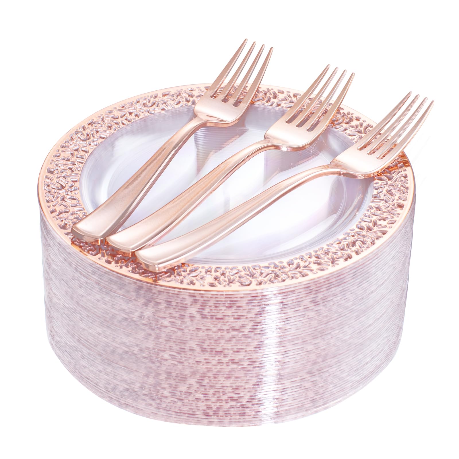 Rose Gold Lace Plastic Dessert Plates