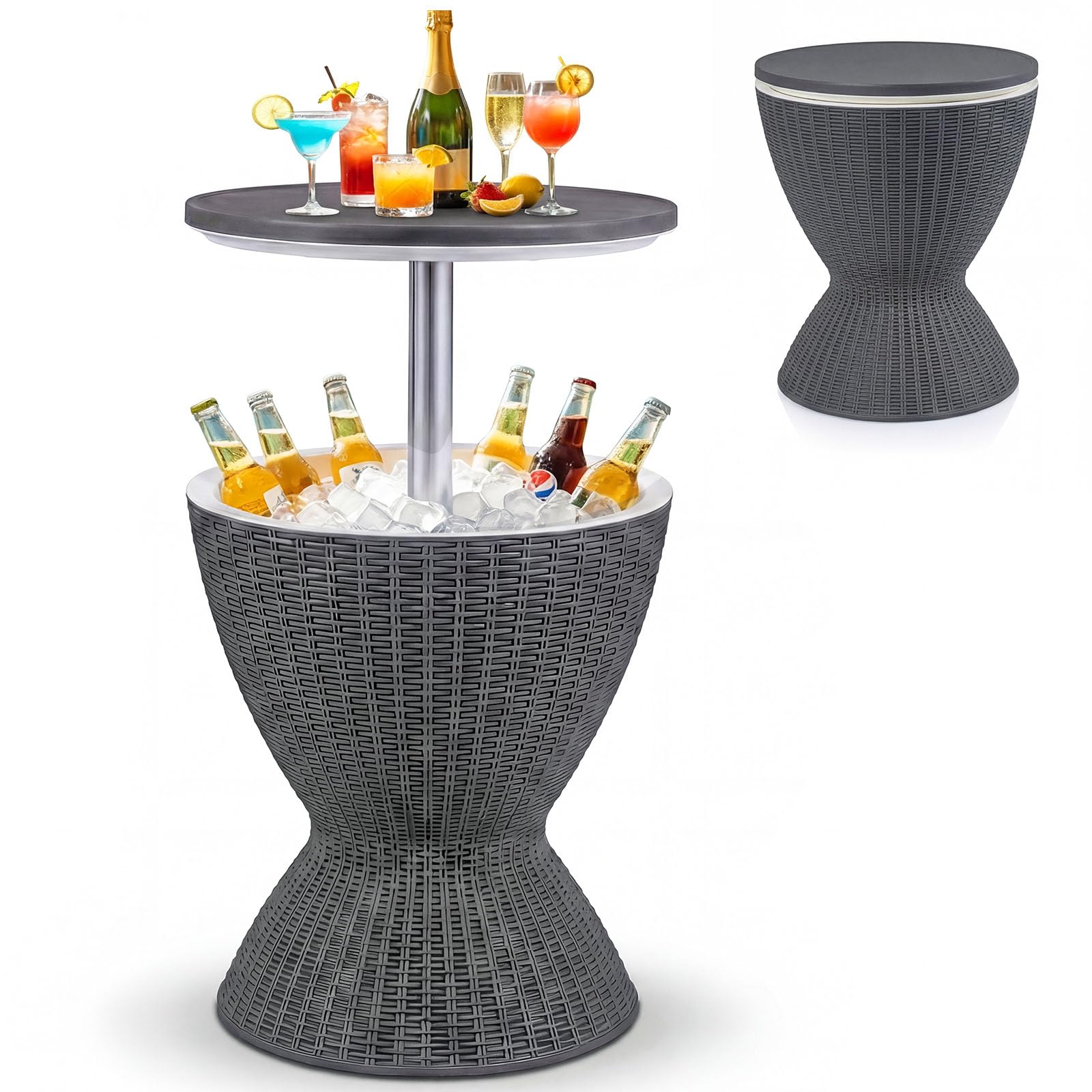 Giantex Rattan-Style Ice Cooler Side Table
