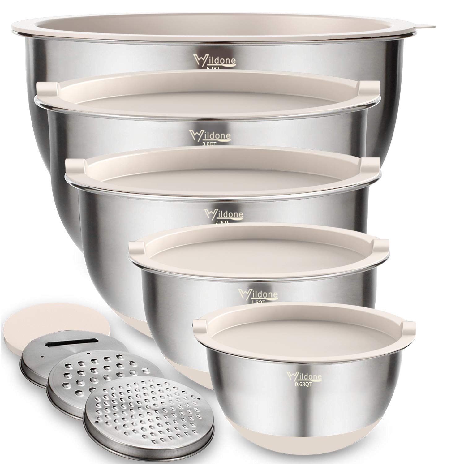 Wildone 5-Piece Stainless Steel Mixing Bowls
