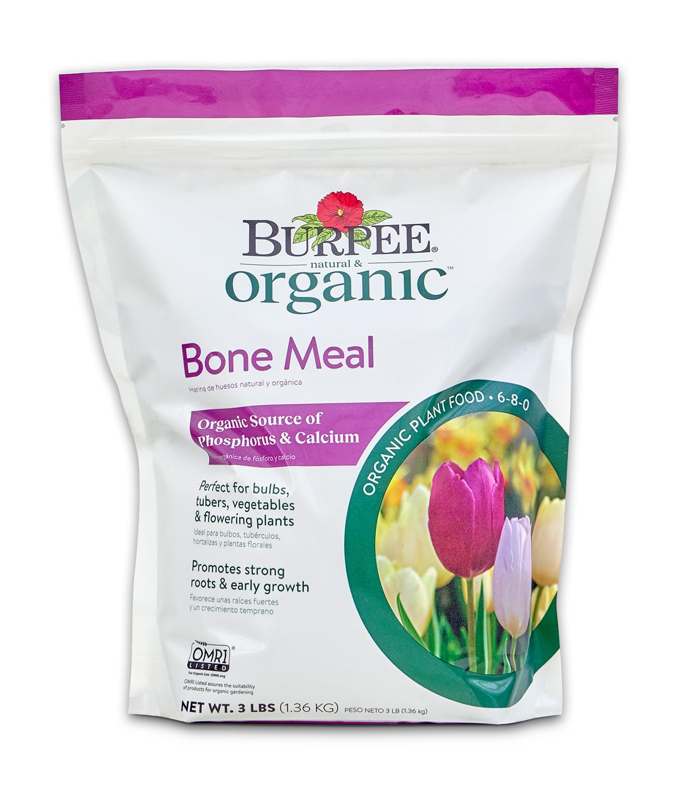 Burpee Bone Meal Fertilizer | Add to Potting Soil | Strong Root Development | OMRI Listed for Organic Gardening | for Tomatoes, Peppers, and Bulbs, 1-Pack, 3 lb (1 Pack) Bone Meal 3 lb