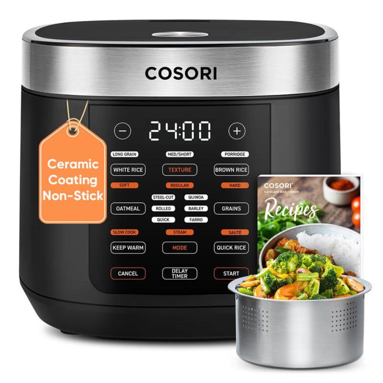 COSORI Rice Cooker — 10 Cup, 18-in-1 Fuzzy Logic Rice Maker