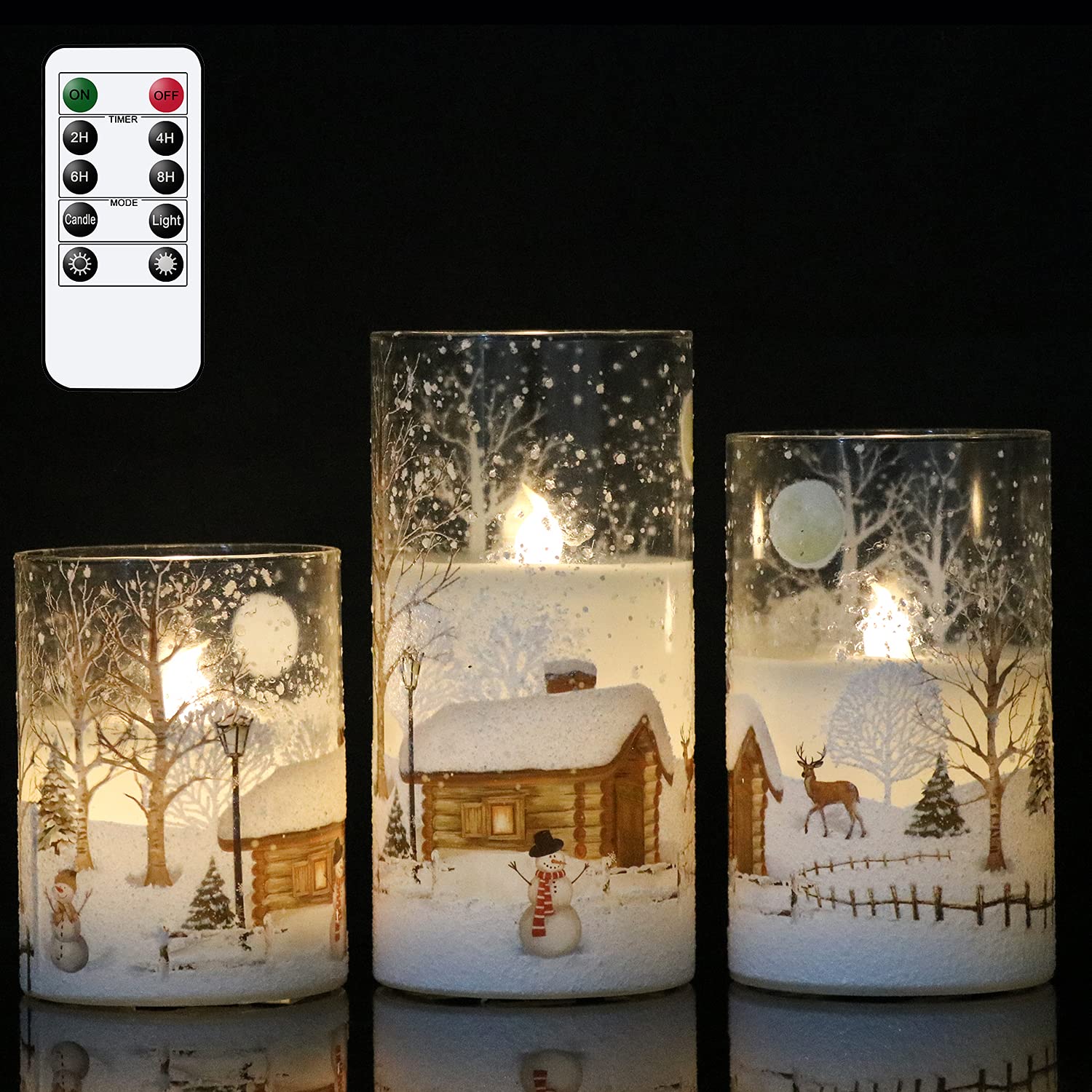 DRomance Snowman Glass Pillars (Set of 3)