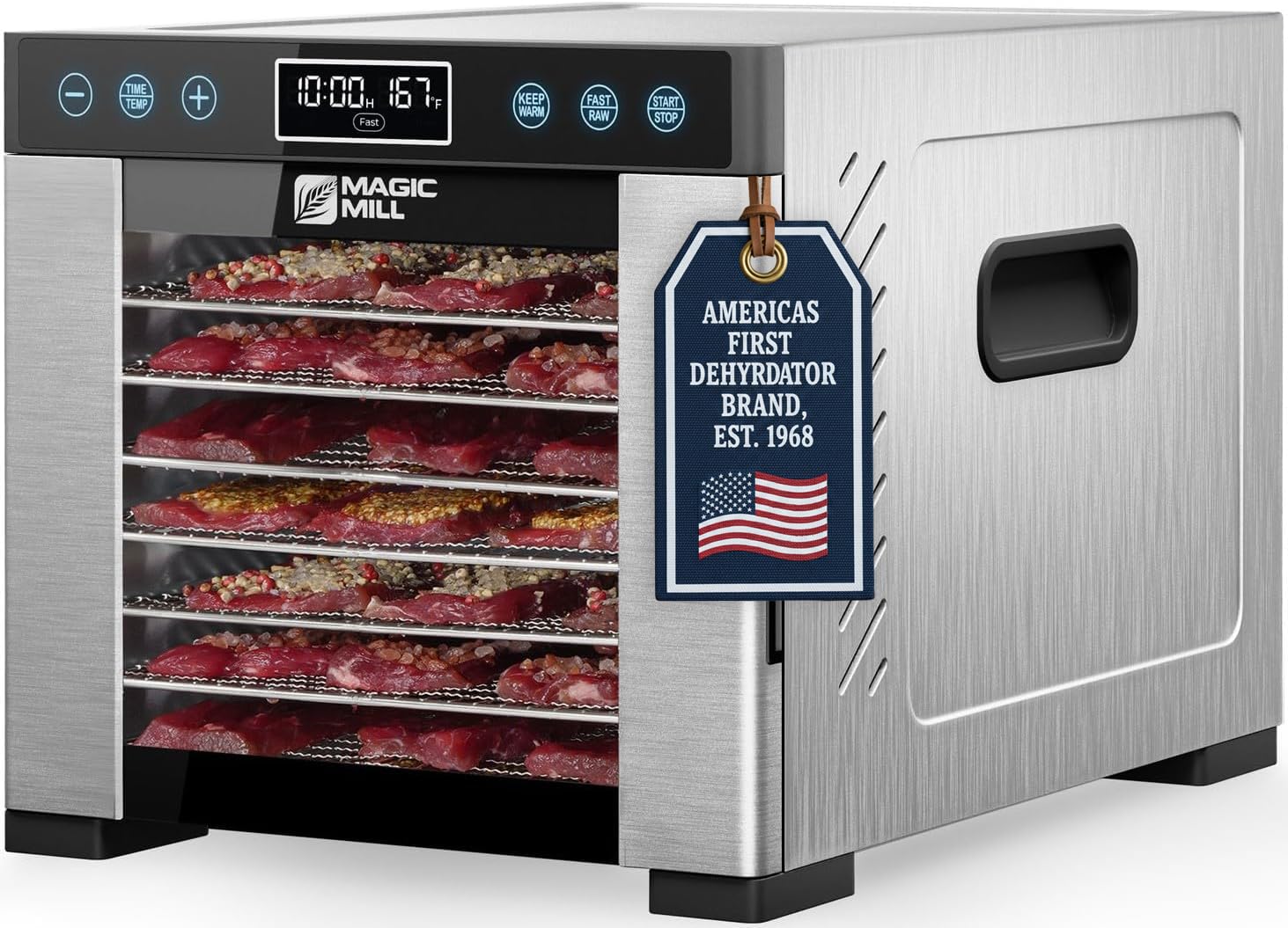 Magic Mill Pro Food Dehydrator — Full Stainless, 7 Trays, 600W Rear Fan