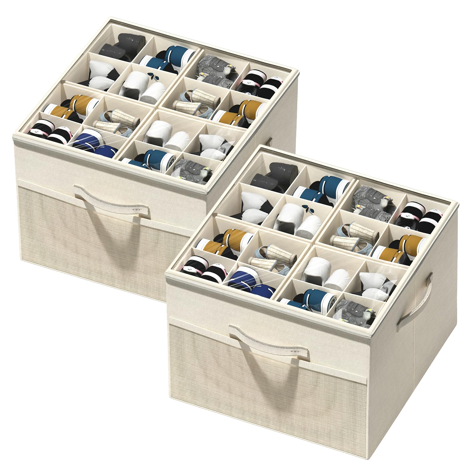 Aokeyee Foldable Shoe Organizer with Adjustable Dividers