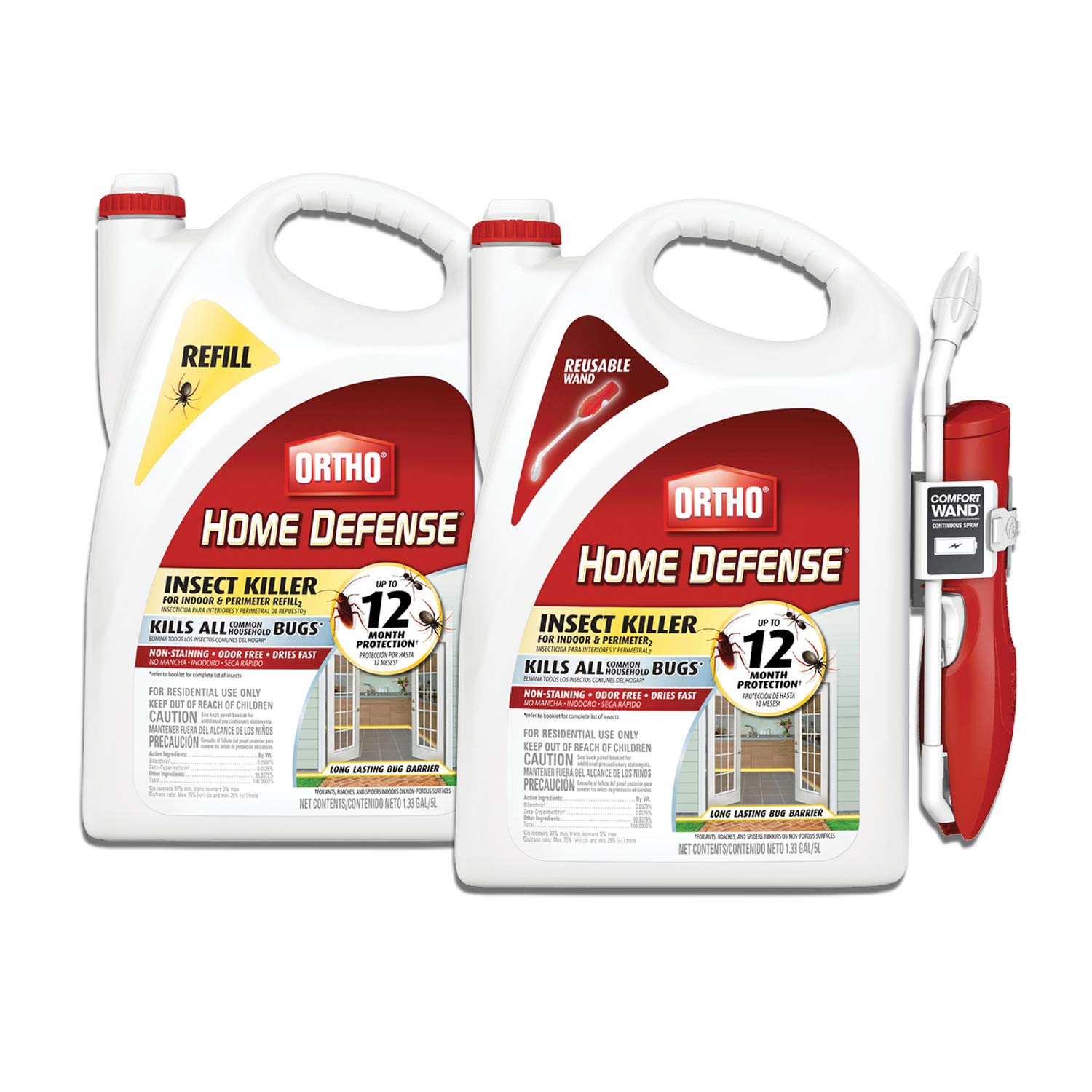 Ortho Home Defense Insect Killer for Indoor & Perimeter2 with Comfort Wand Plus Refill Bundle