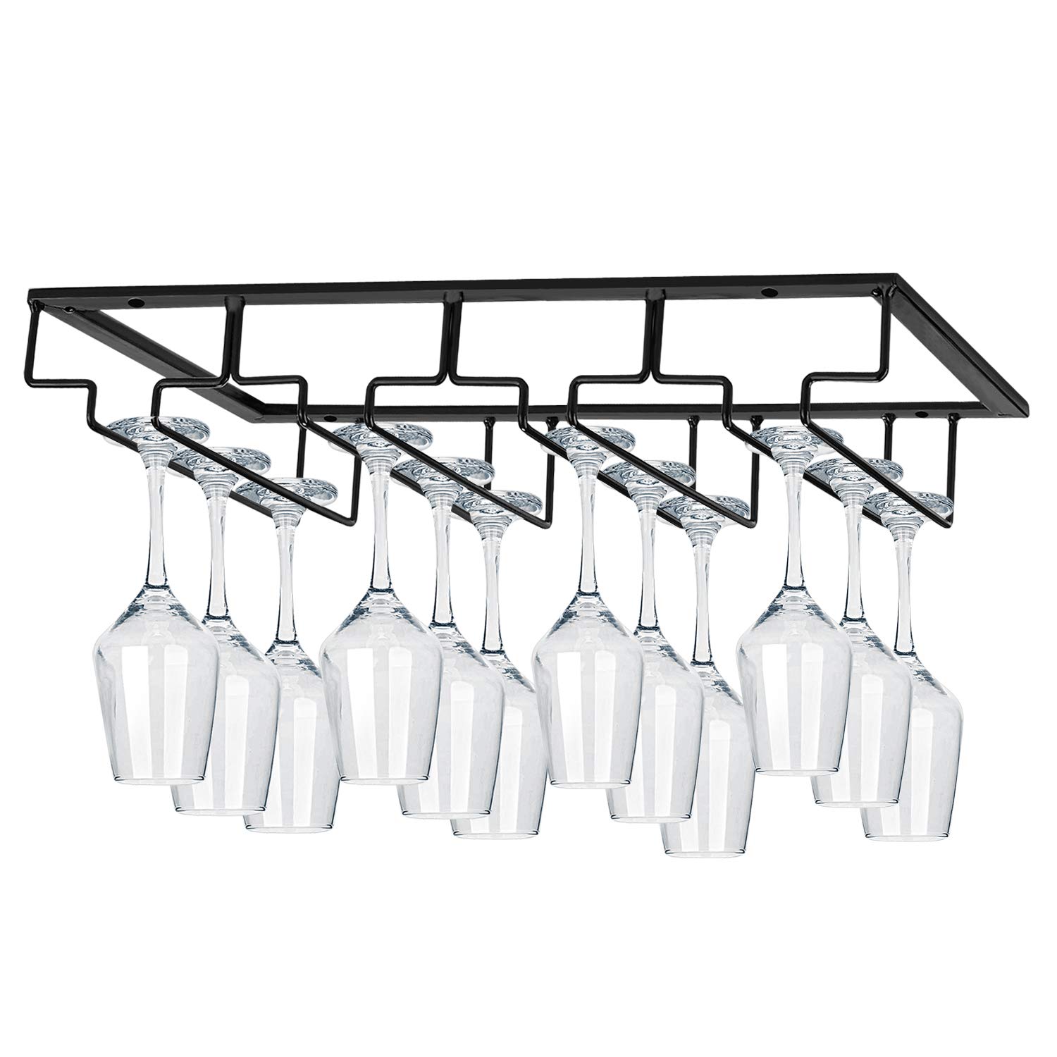 MOCOUM 4-Row Under-Cabinet Wine Glass Rack (Black)