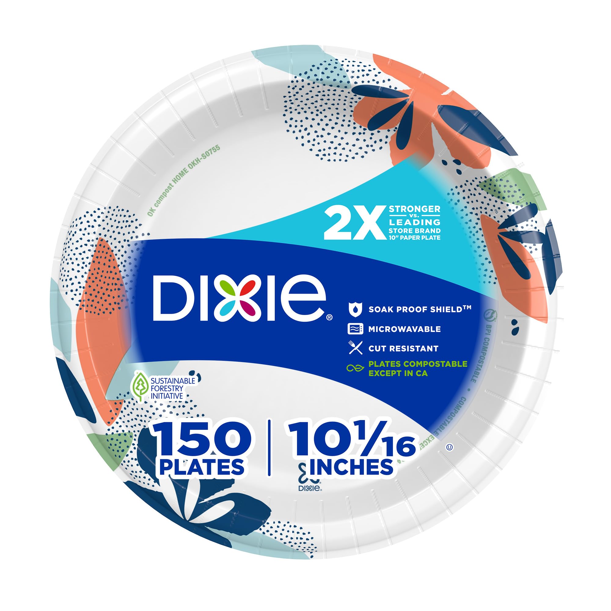 Dixie Large 10" Paper Plates, Compostable (150 ct)