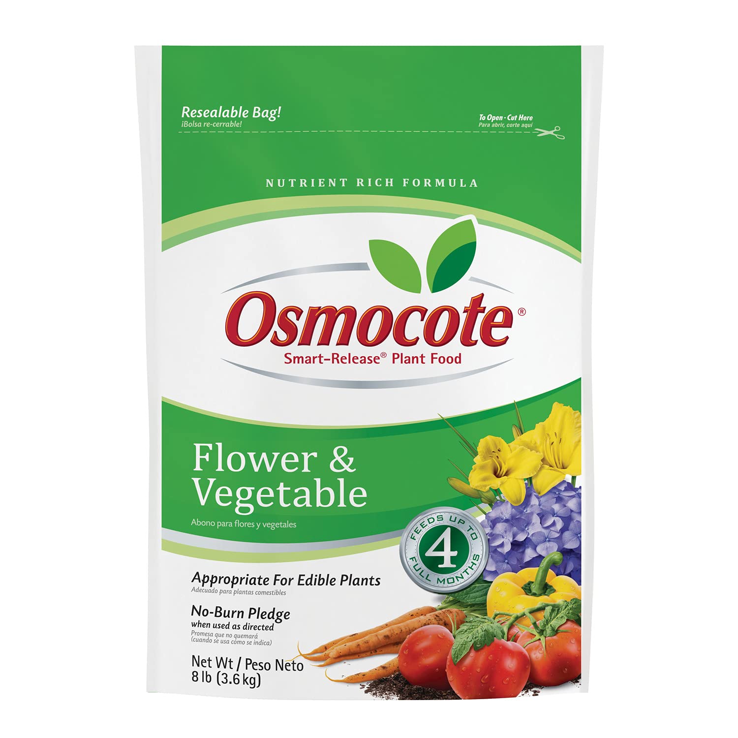Osmocote Smart-Release Plant Food Flower & Vegetable - Continuous Release Plant Fertilizer for Vegetables and More, 8 lb. 8 lb. Flower & Vegetable