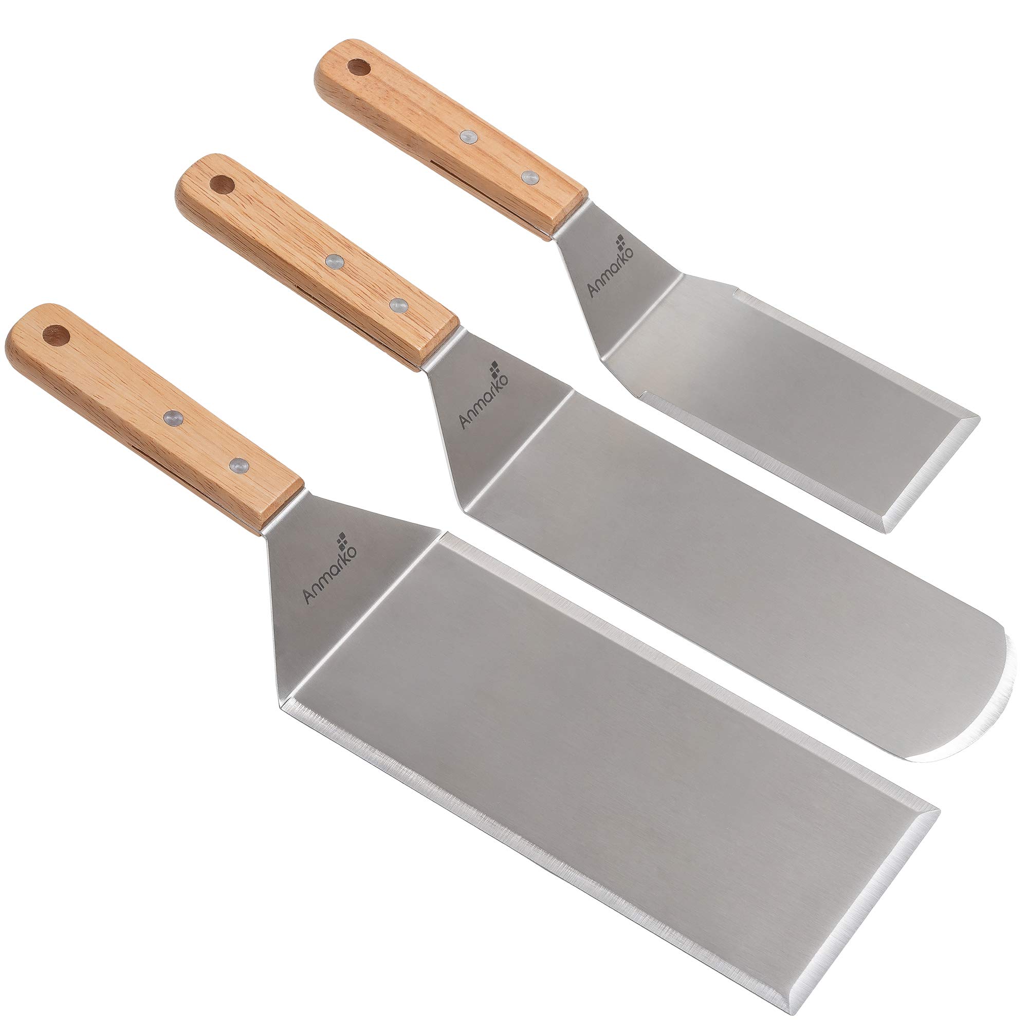 Anmarko Stainless Spatula Set with Wooden Handles