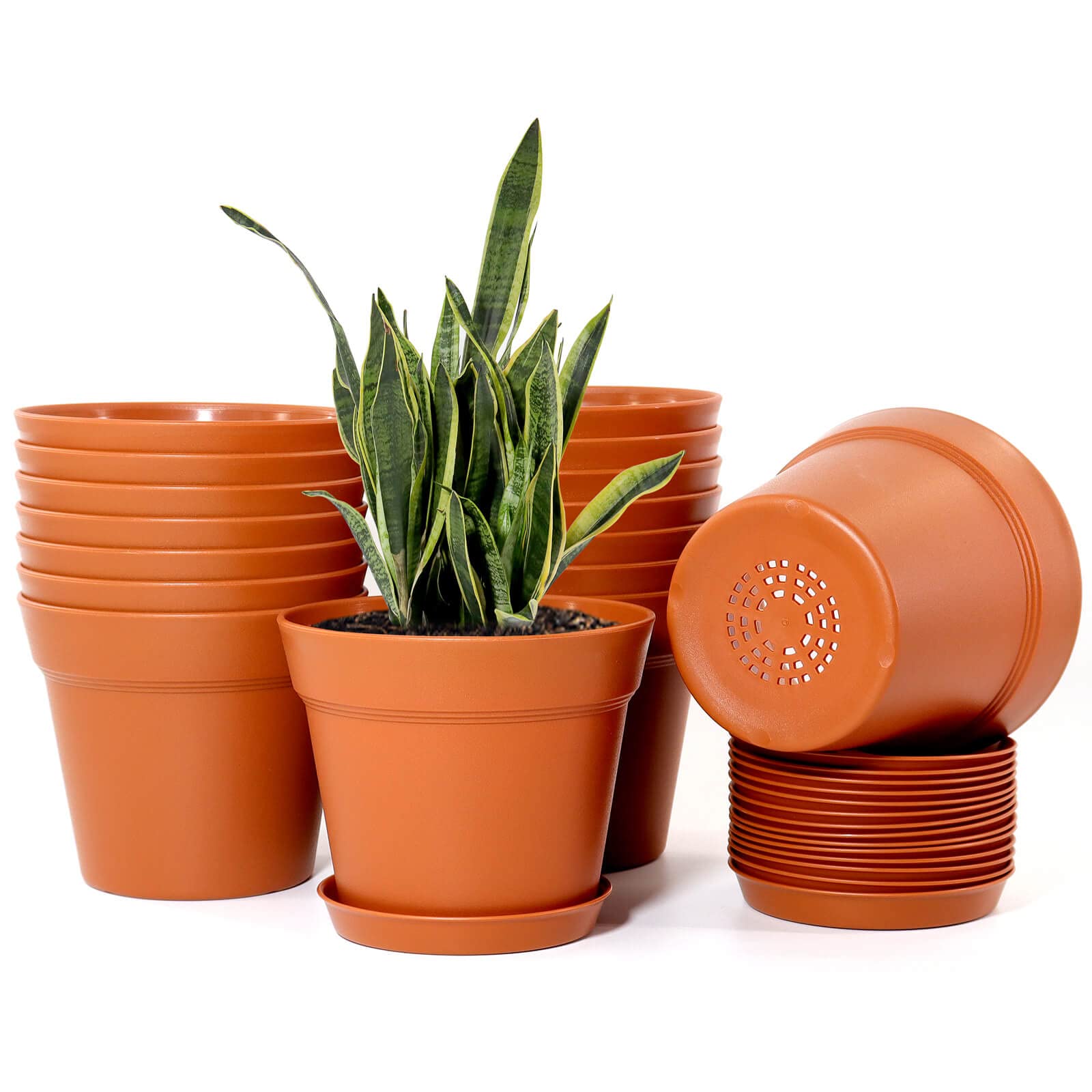 WOUSIWER 6-Inch Plastic Planters (16-Pack)