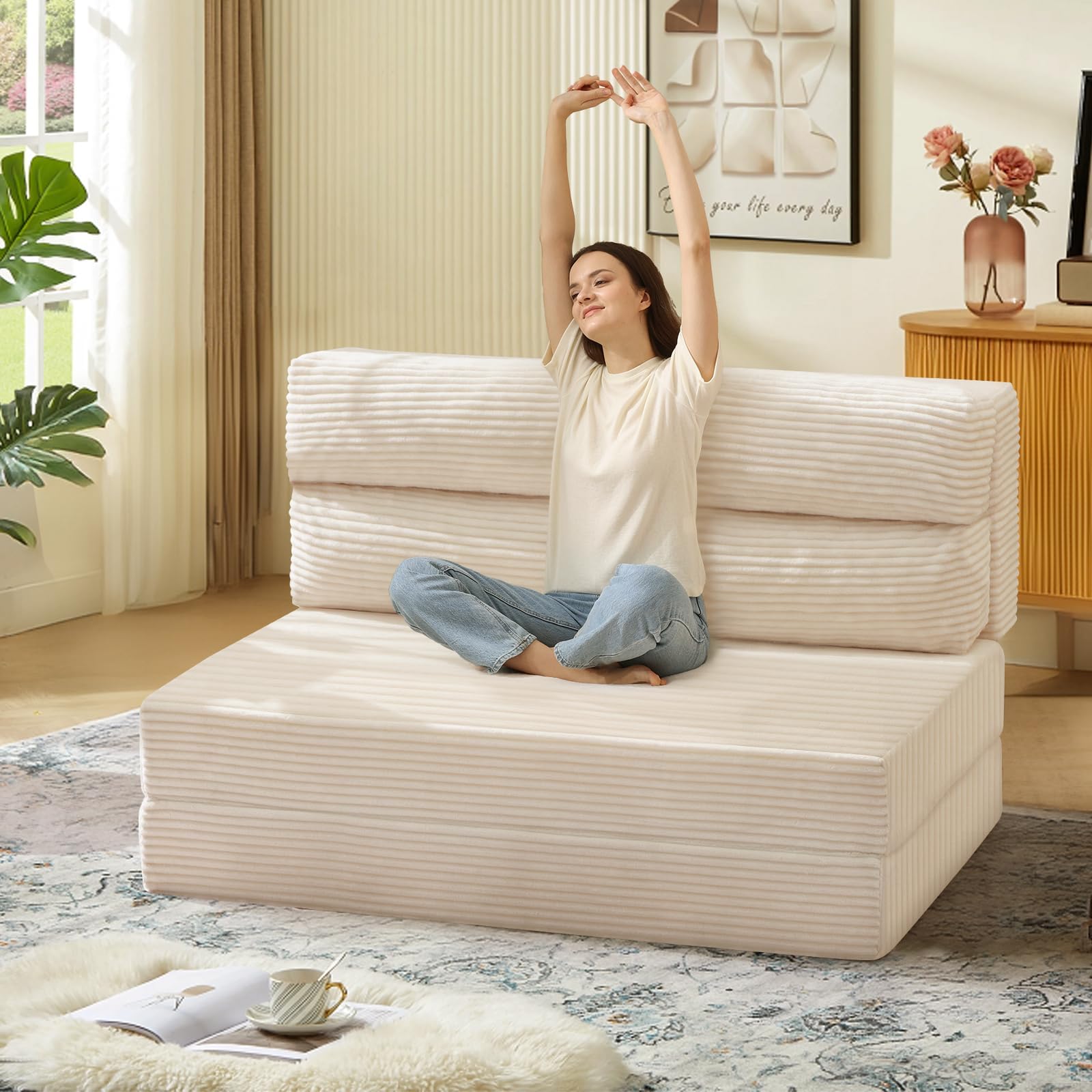 Juikury Corduroy Folding Sofa Bed