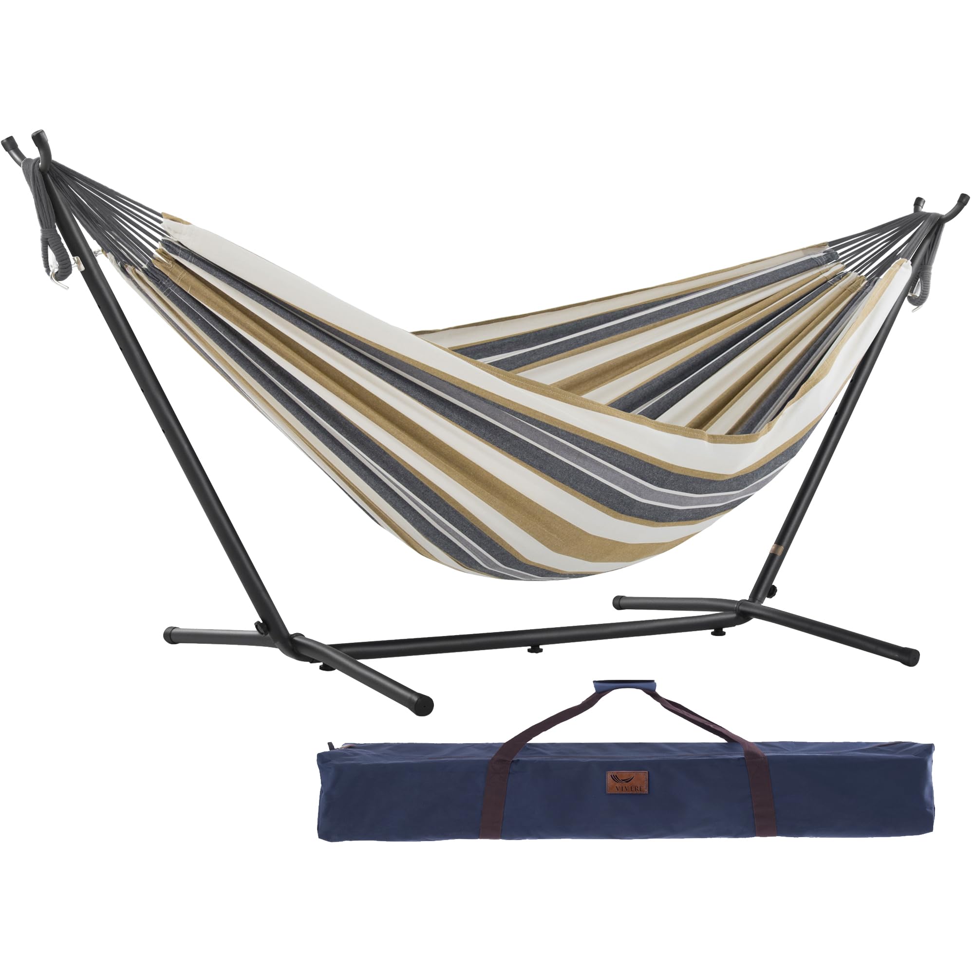 Vivere Double Cotton Hammock & 9' Steel Stand