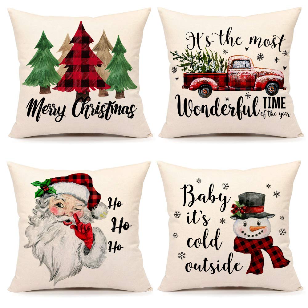 4TH Emotion Christmas Pillow Covers (Set of 4)