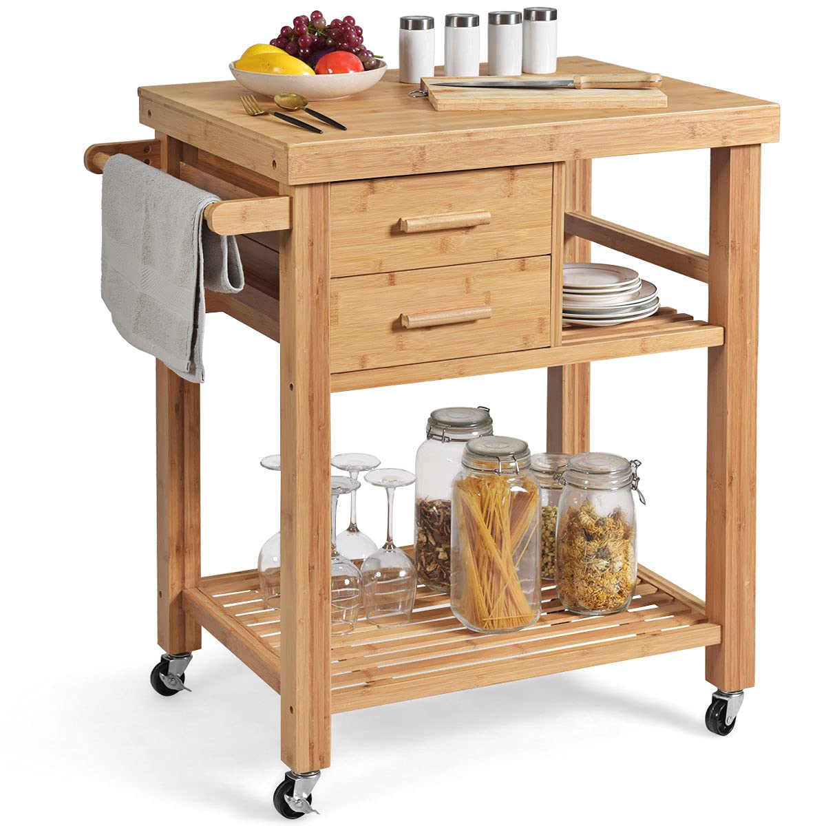 PETSITE Bamboo Kitchen Island Cart
