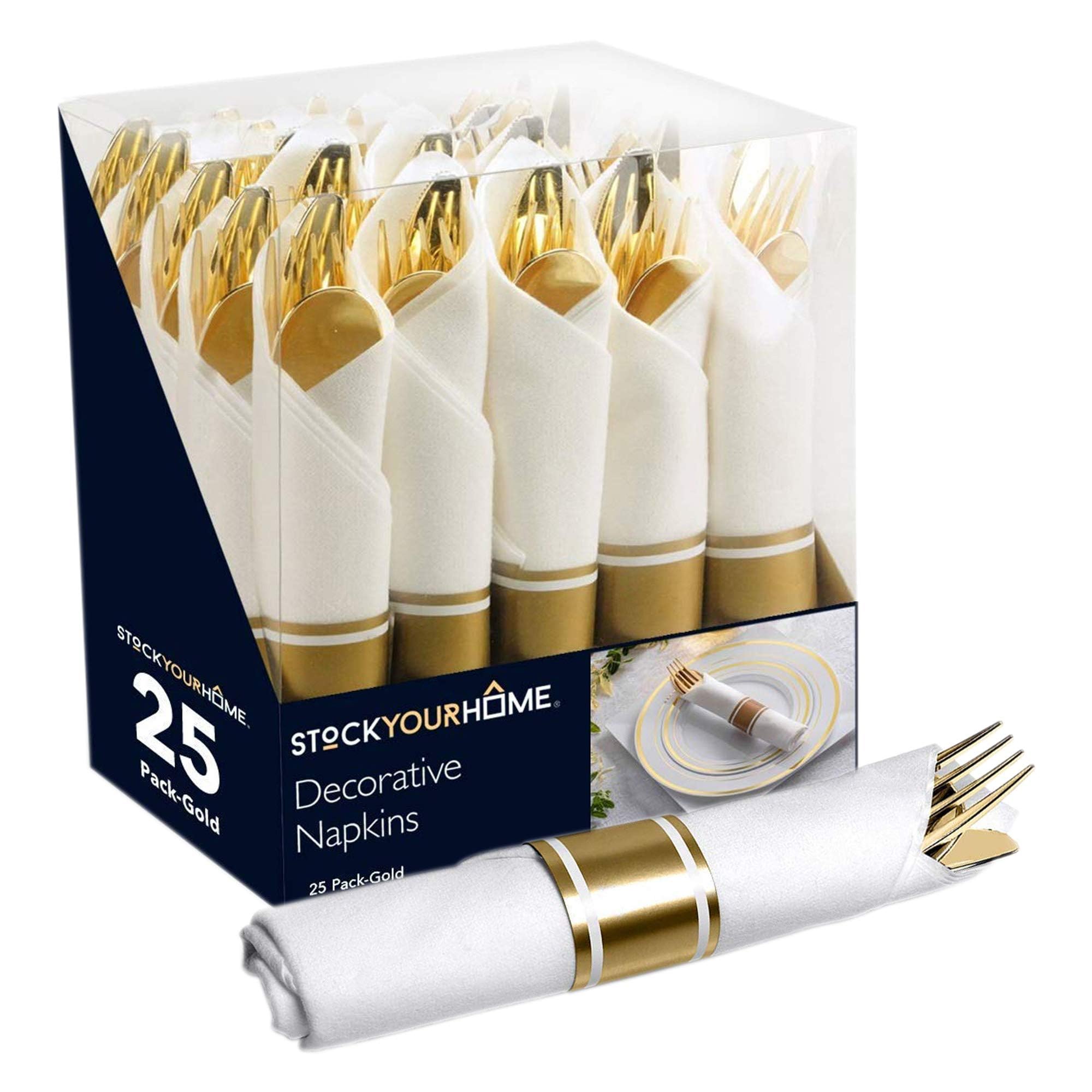 Prewrapped Gold Cutlery Sets (25-Pack)