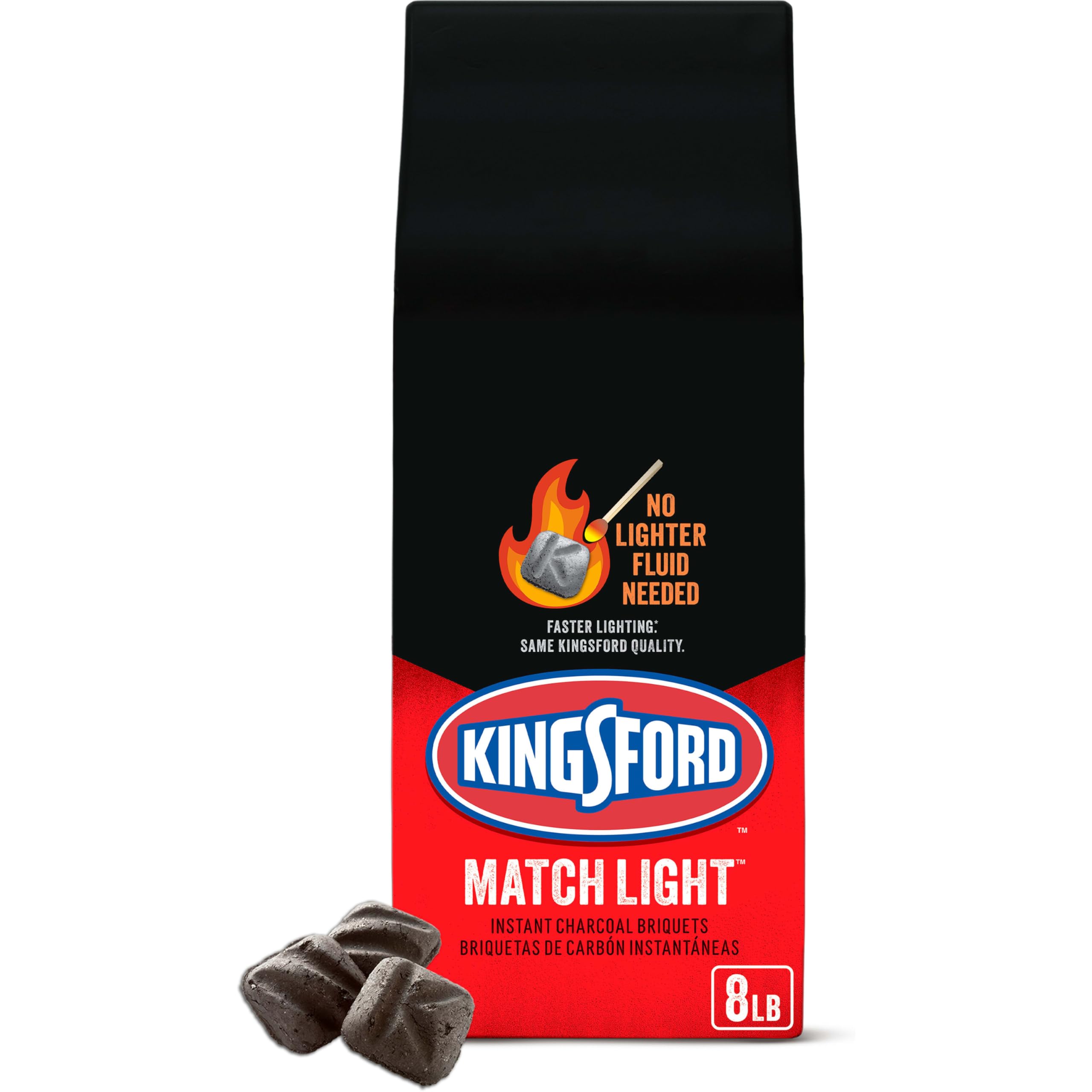 Kingsford Match Light Instant Charcoal Briquettes, BBQ Charcoal for Grilling, 8 Pounds, Packaging May Vary 8 lb