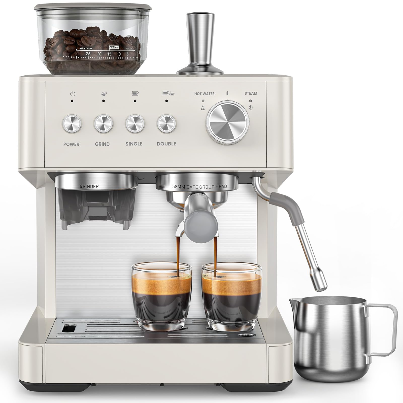 20 Bar Espresso Machine with Built-In Grinder