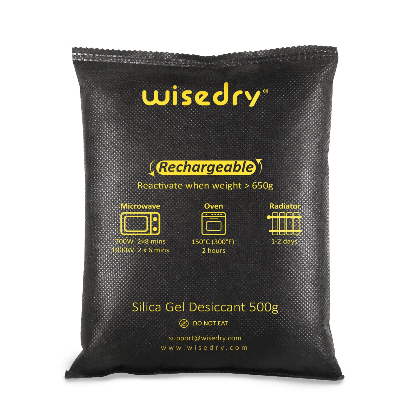 wisedry 500g Rechargeable Silica Gel Dehumidifier Packs (2-Pack)