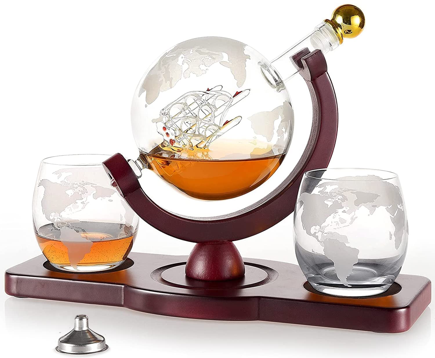 Lead-Free Crystal Globe Decanter Set
