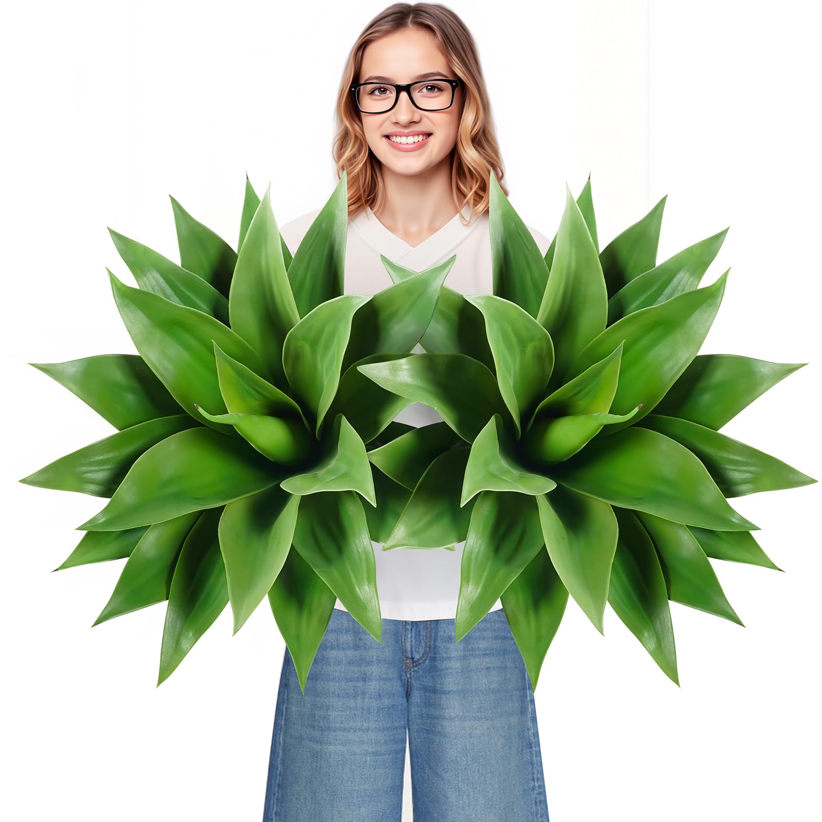 Velener 28 Inch Artificial Agave Plants Outdoor Set (Set of 2)