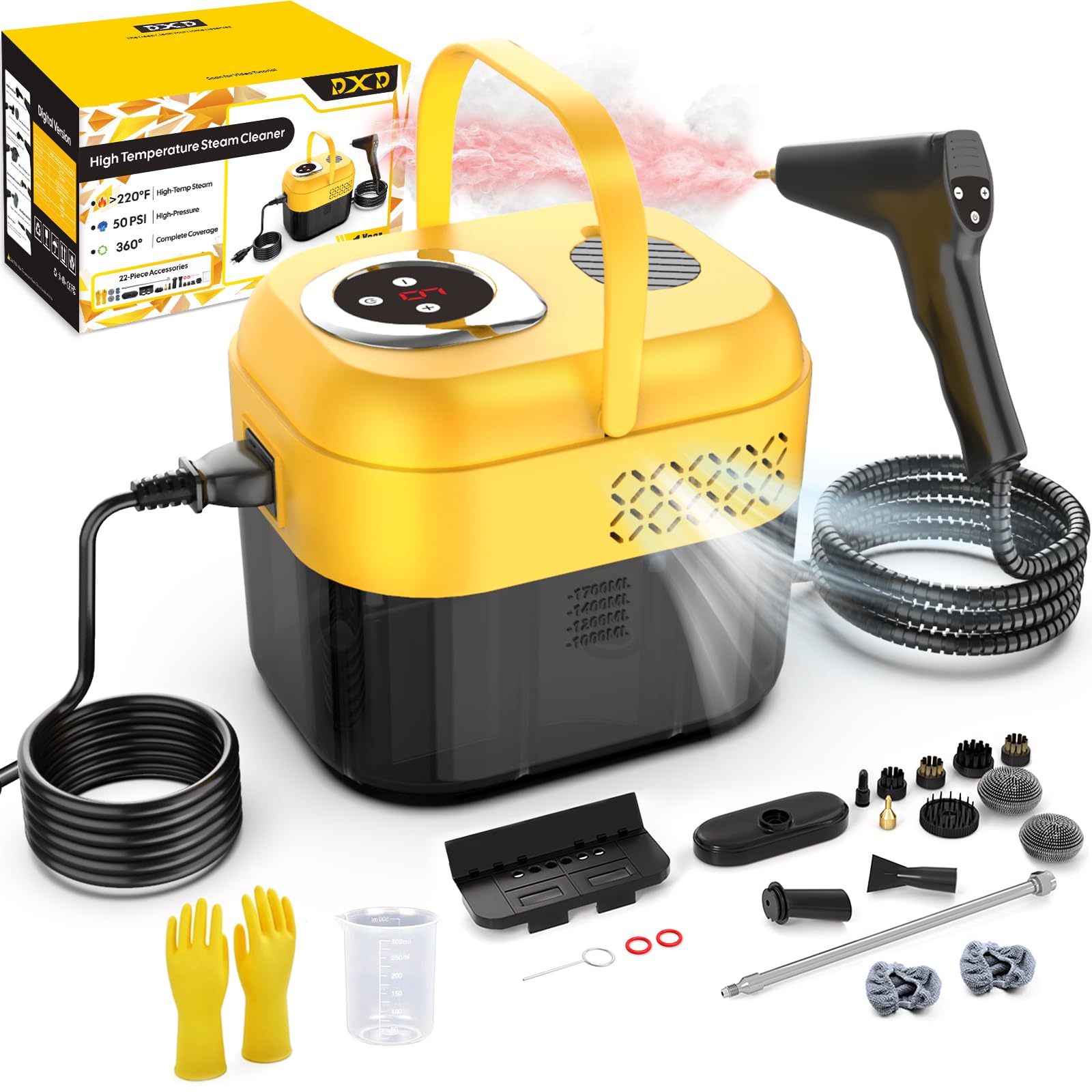 DXD Handheld Steam Cleaner, New Generation 2500W High Pressure, 1700ML Tank