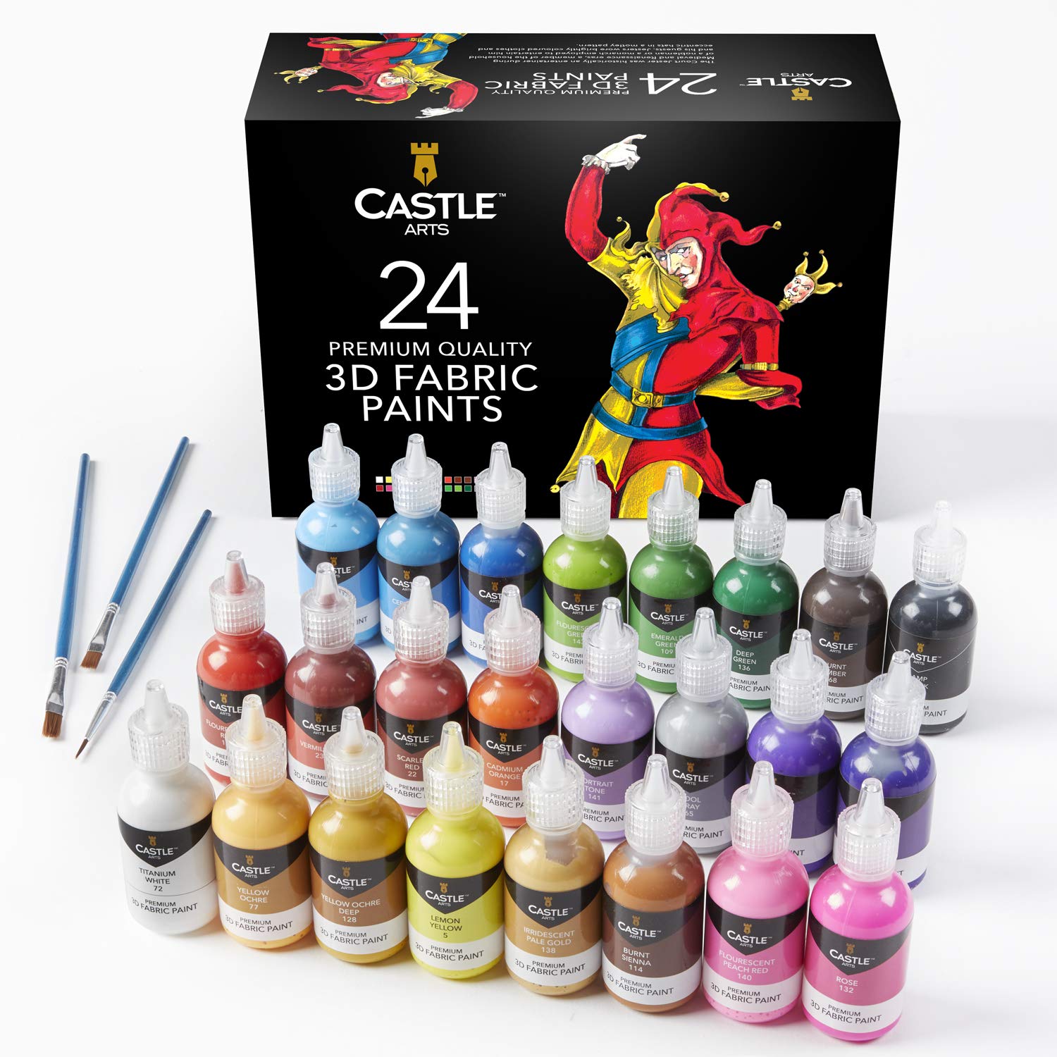 Castle Art Supplies 3D Fabric Paint Set — 24 Colors (29ml)
